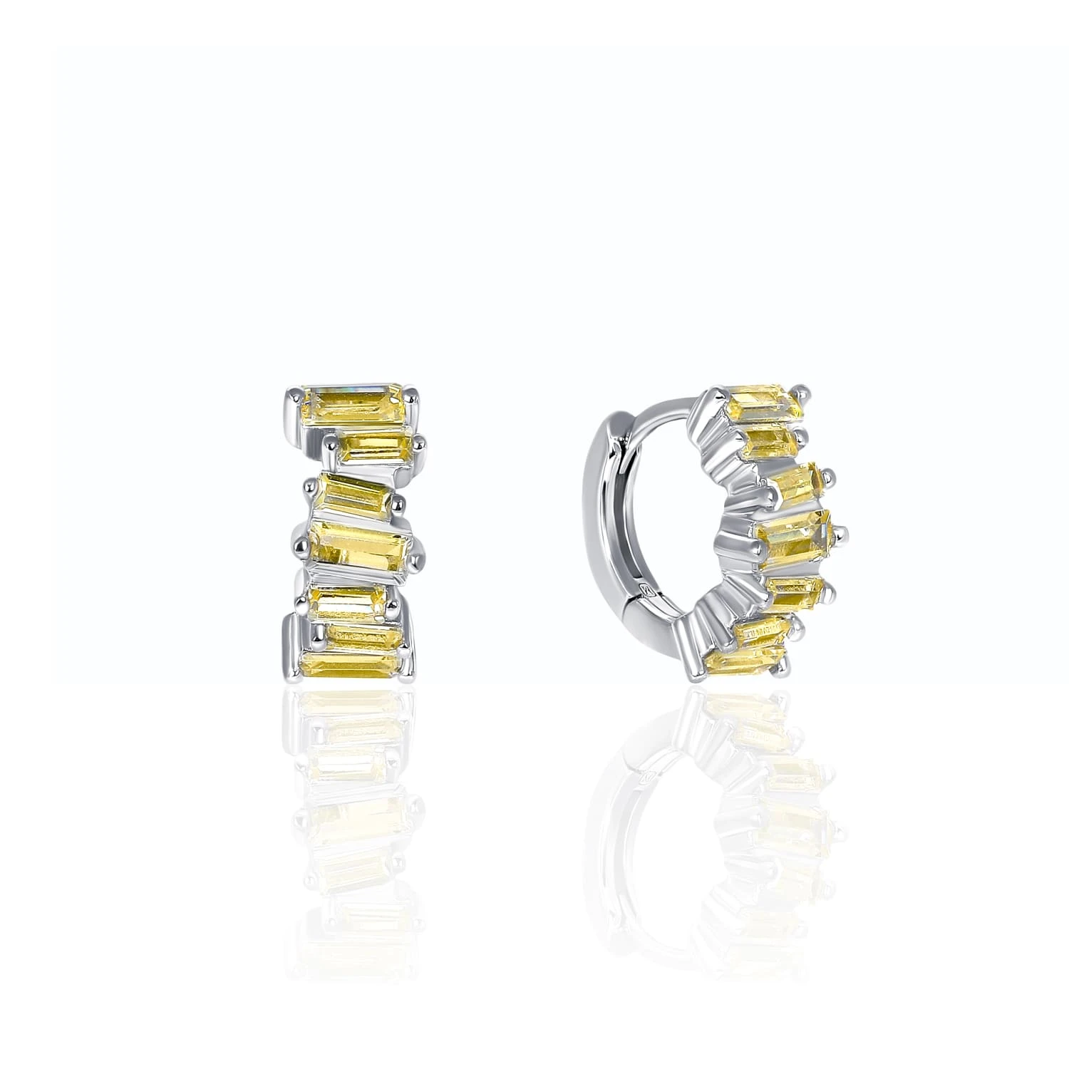 Миниатюрные серьги-конго с желтыми фианитами MIESTILO 