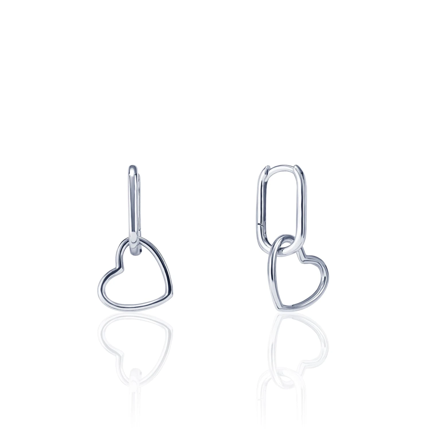 Минималистичные серебряные серьги-конго с подвеской в форме сердца MIESTILO 