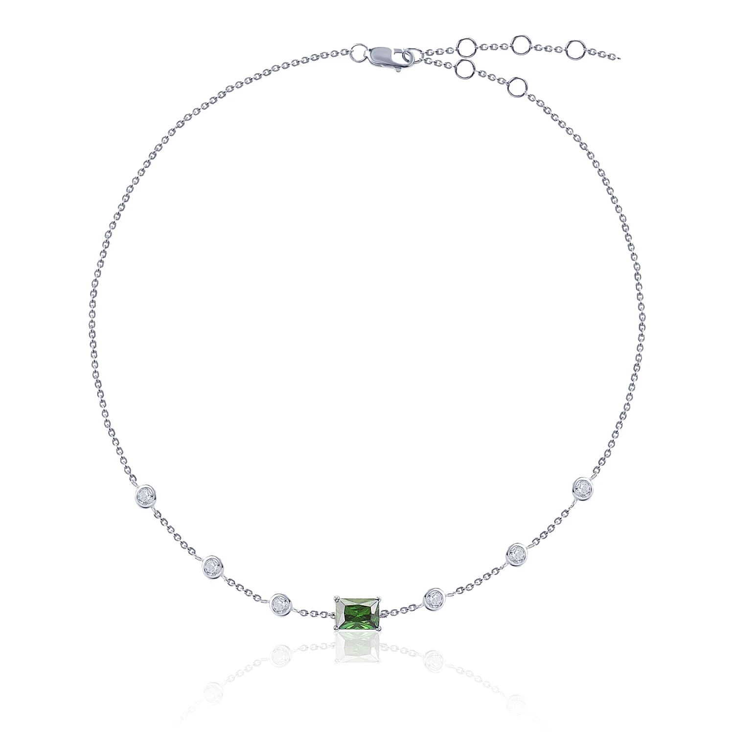 Серебряный чокер "Энергия" с зелёным фианитом 