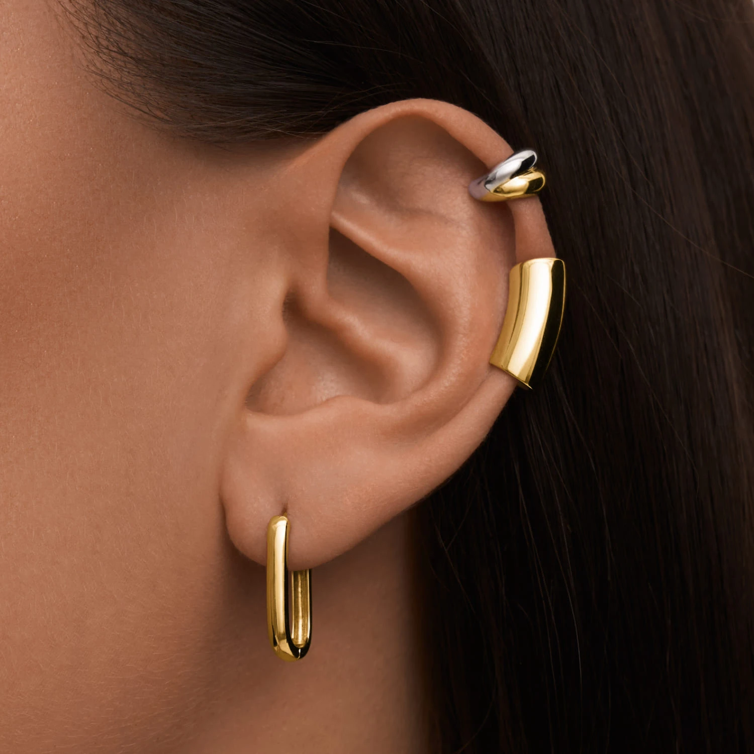 Серебряный кафф мини биколор