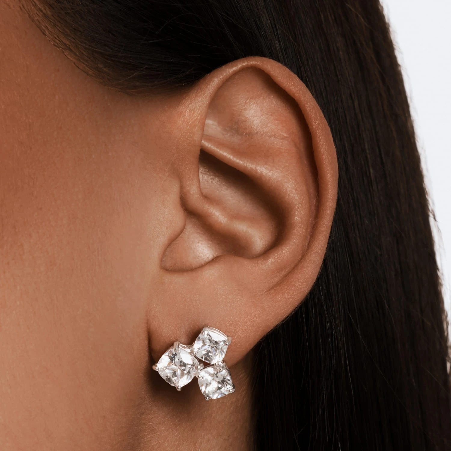 Серебряные тройные серьги A LA RUSSE с фианитами