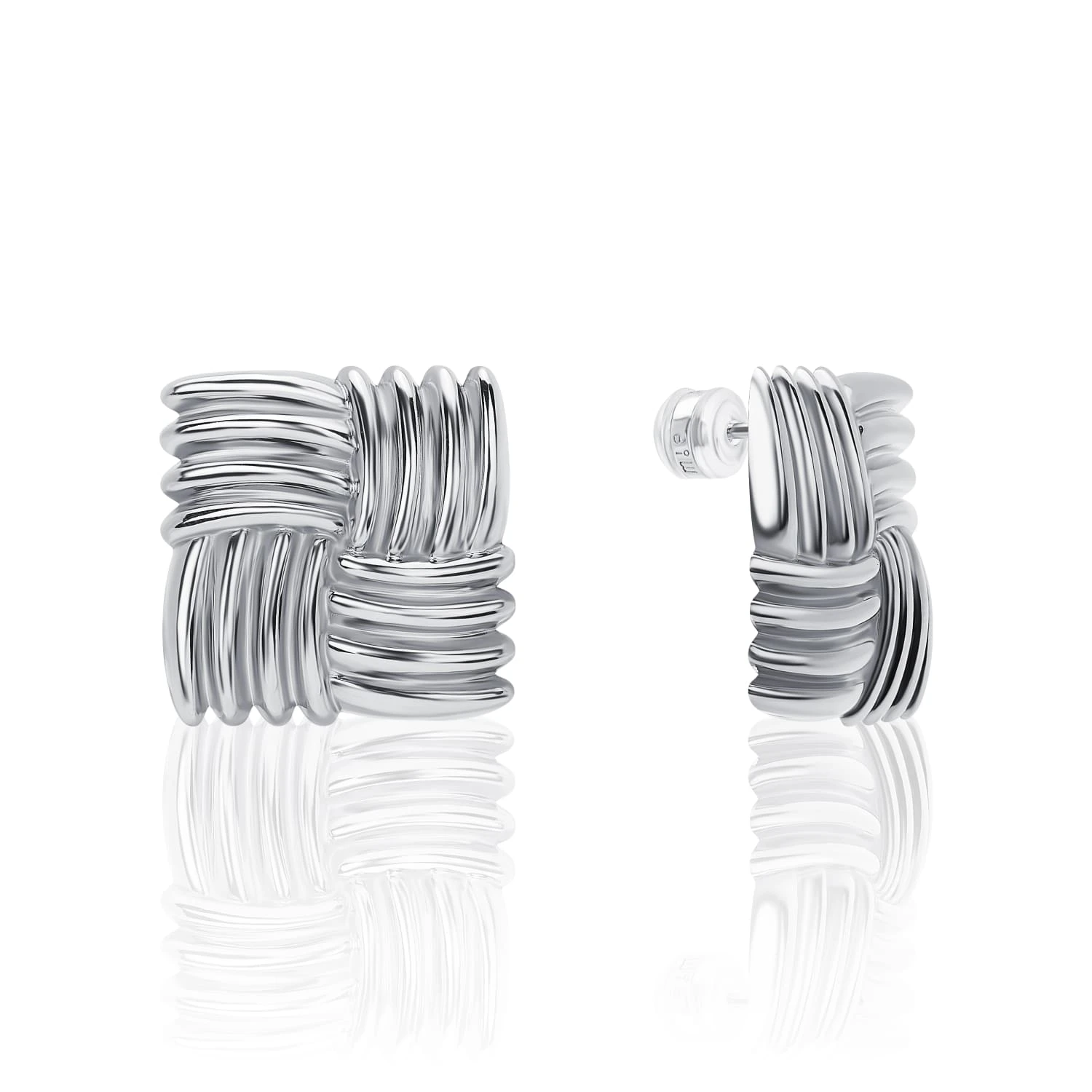 Квадратные серебряные серьги-пусеты терра