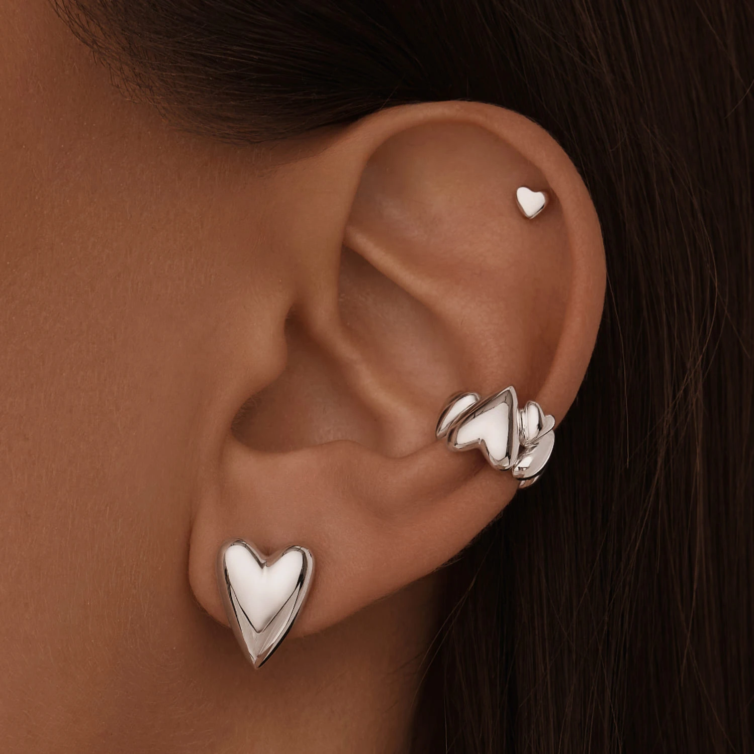 Серебряный кафф сердца MIESTILO