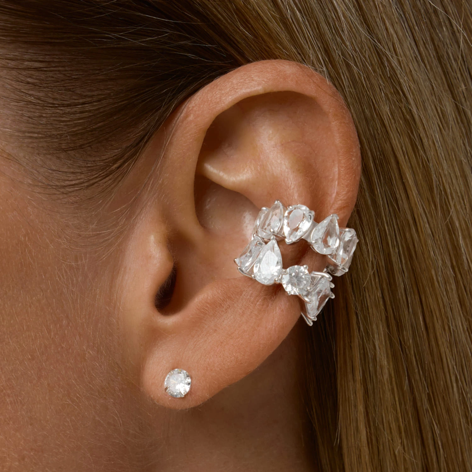 Серебряные серьги-гвоздики с фианитами 5 мм.