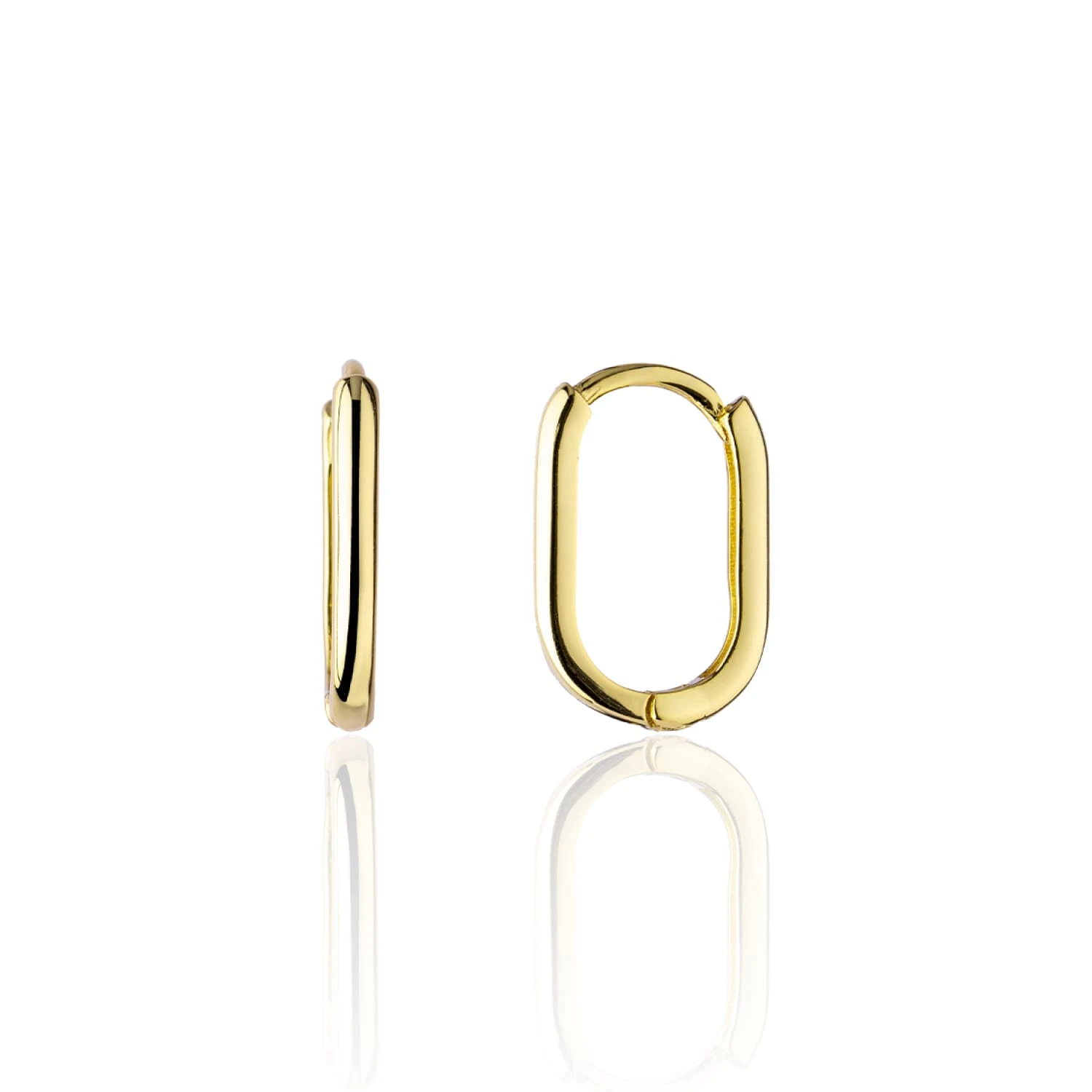 Овальные классические серьги-конго из серебра с позолотой MIESTILO 