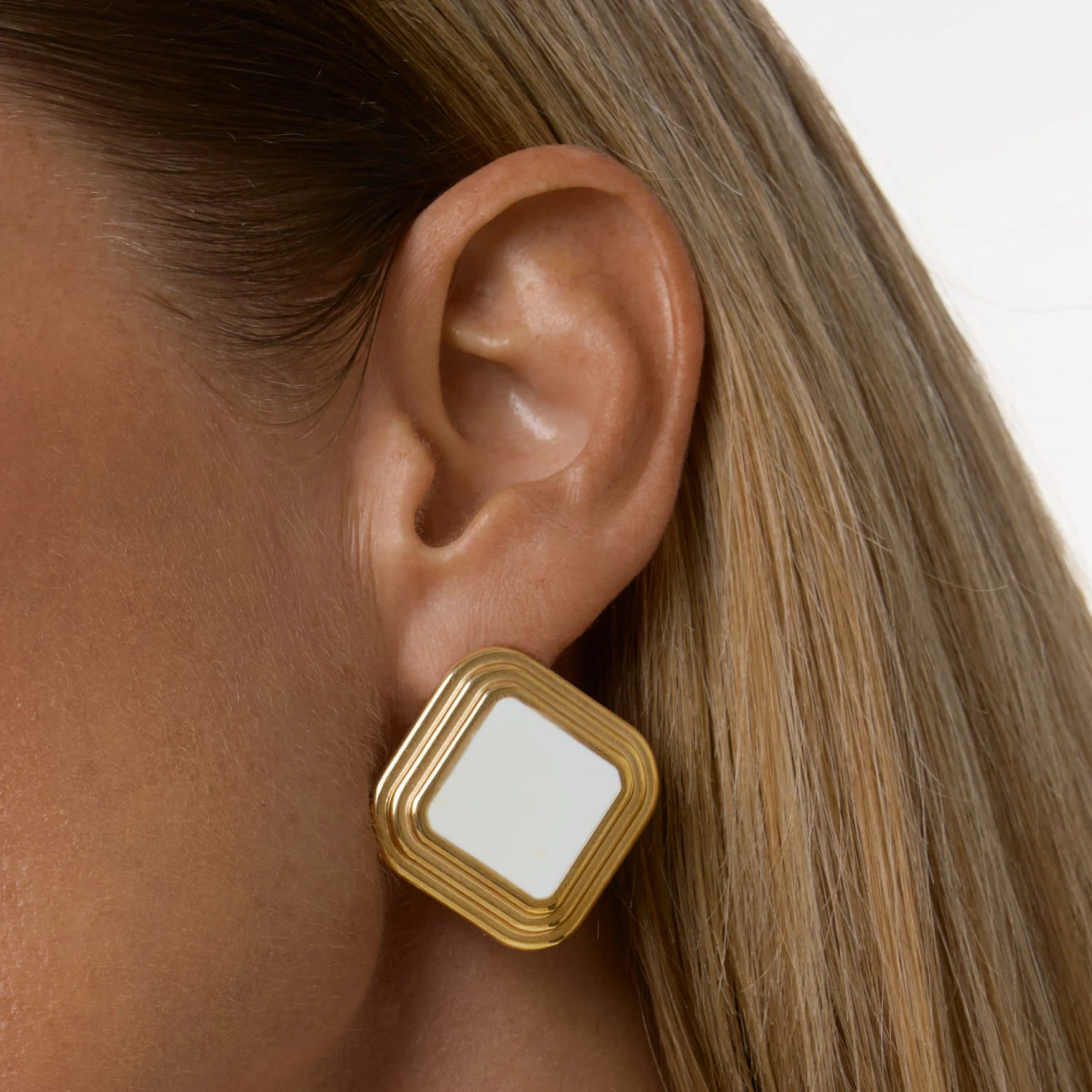 Серьги ВИНТАЖ с белой эмалью