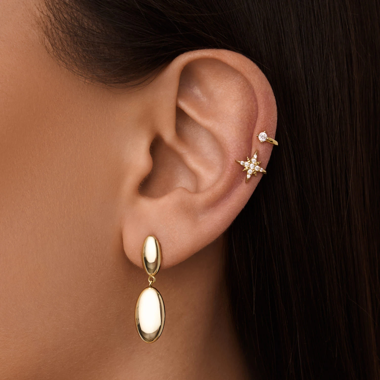 Позолоченные серьги-подвесы из серебра MIESTILO 