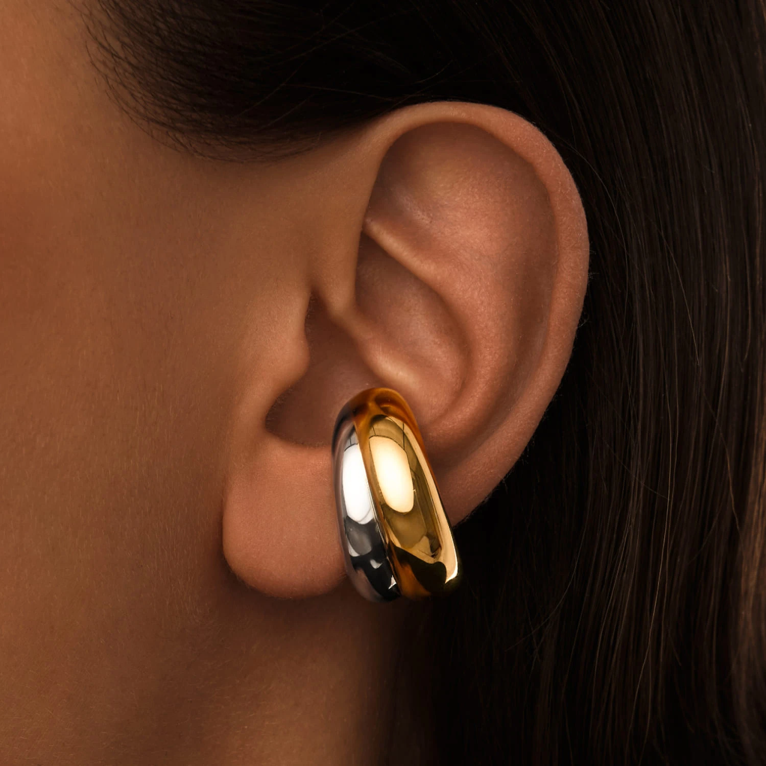 Массивный кафф биколор из серебра