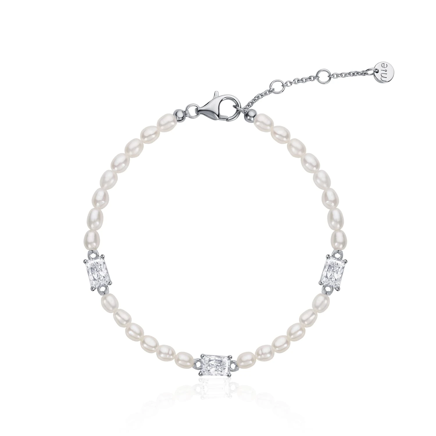 Серебряный браслет SICILIA из жемчуга с белыми фианитами