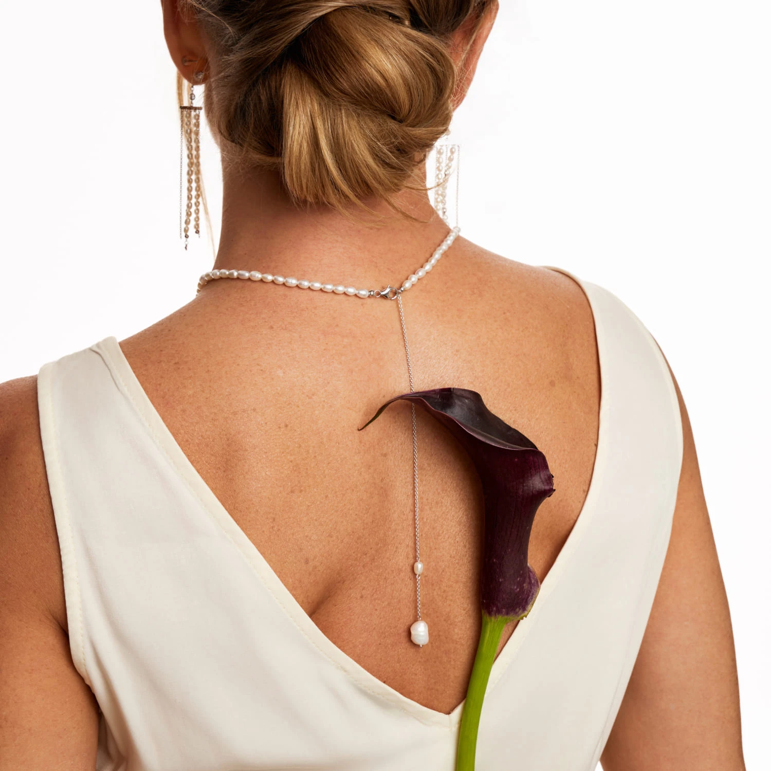 Серебряное колье-галстук SICILIA с барочной жемчужиной