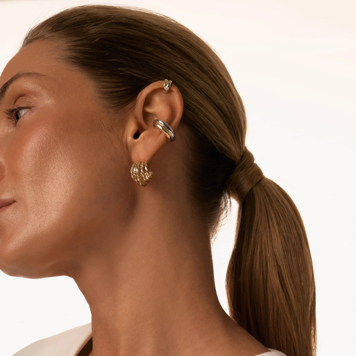 Серебряный кафф мини биколор