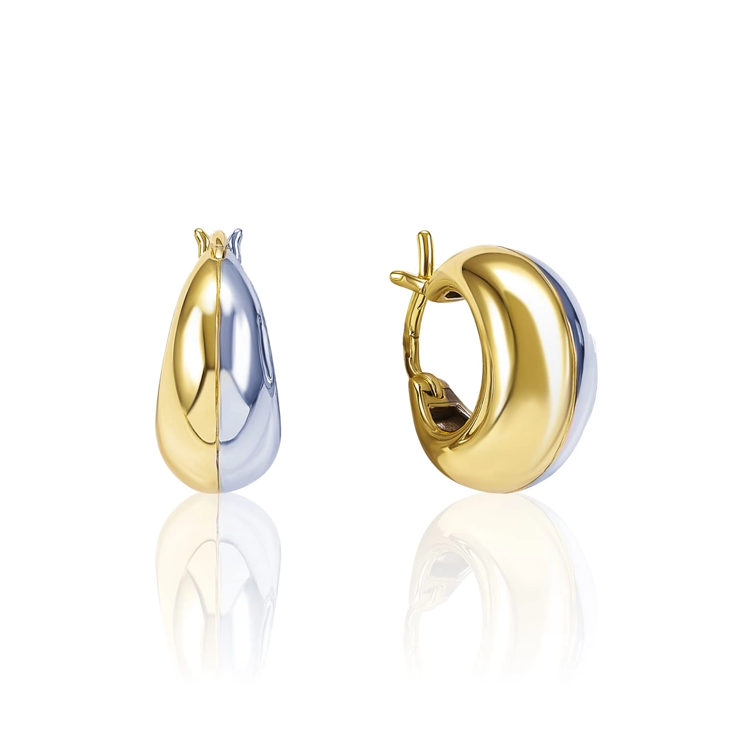 Дутые серебряные серьги - кольца биколор "Gizele"