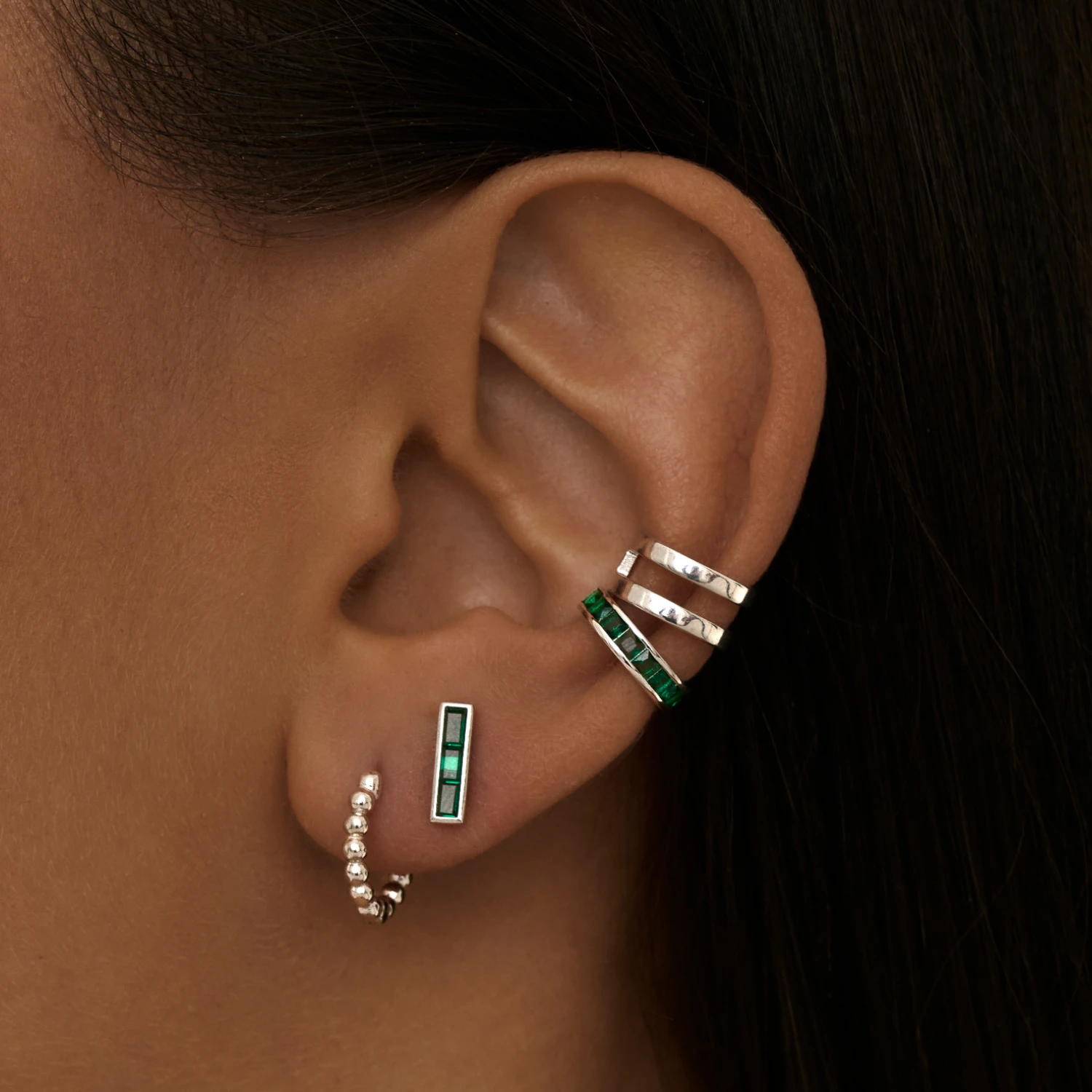 Серебряные серьги-конго в виде бусин MIESTILO 