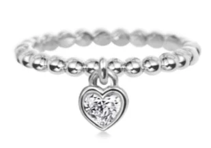 Серебряное кольцо с подвеской сердцем с фианитом