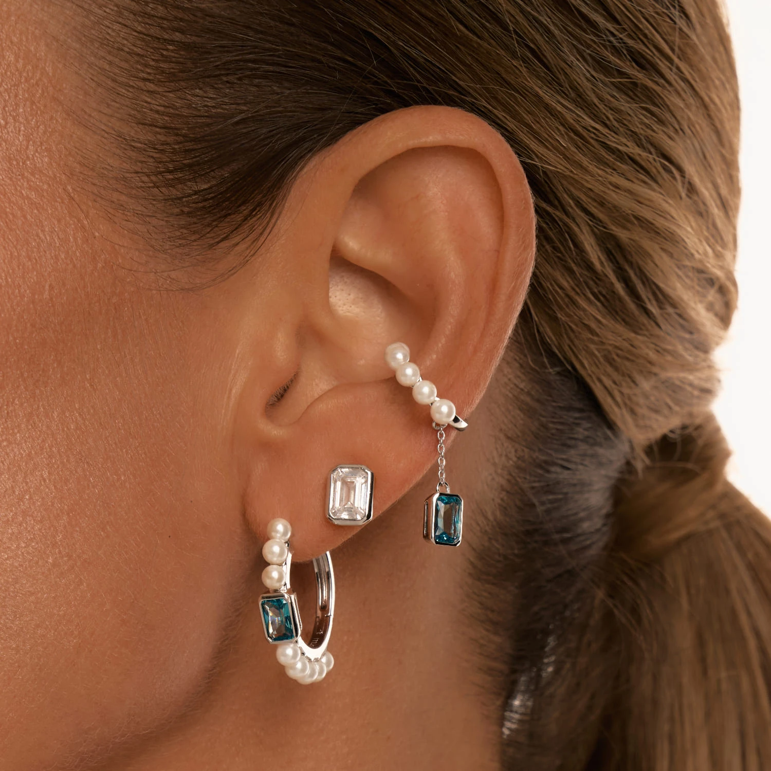 Серебряные серьги-кольца ГАЛАТЕЯ с жемчугом