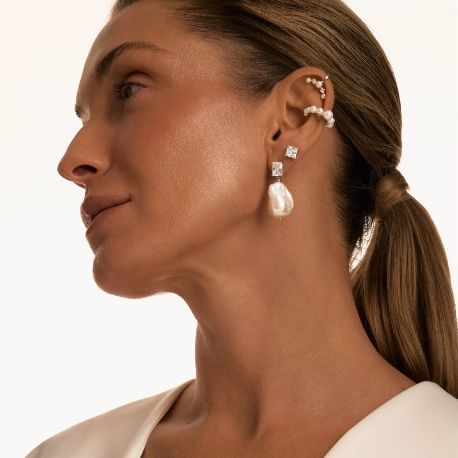 Серебряный кафф СИЦИЛИЯ с жемчугом