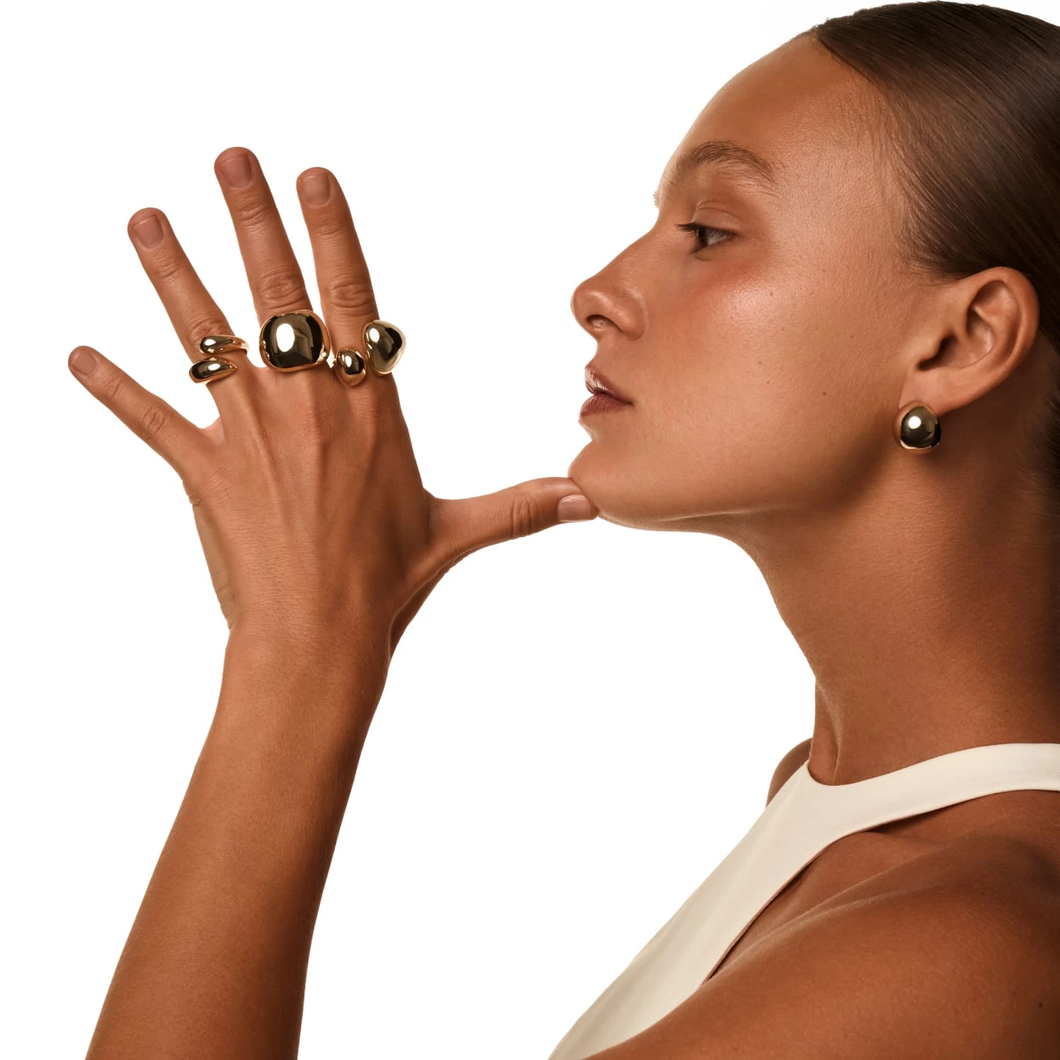 Разомкнутое кольцо PENELOPE из серебра в покрытии желтое золото