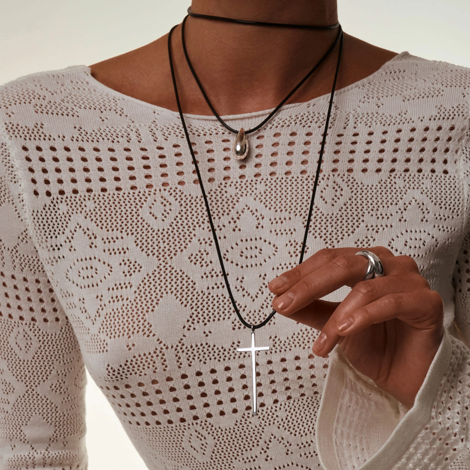 Кольцо кросс из серебра