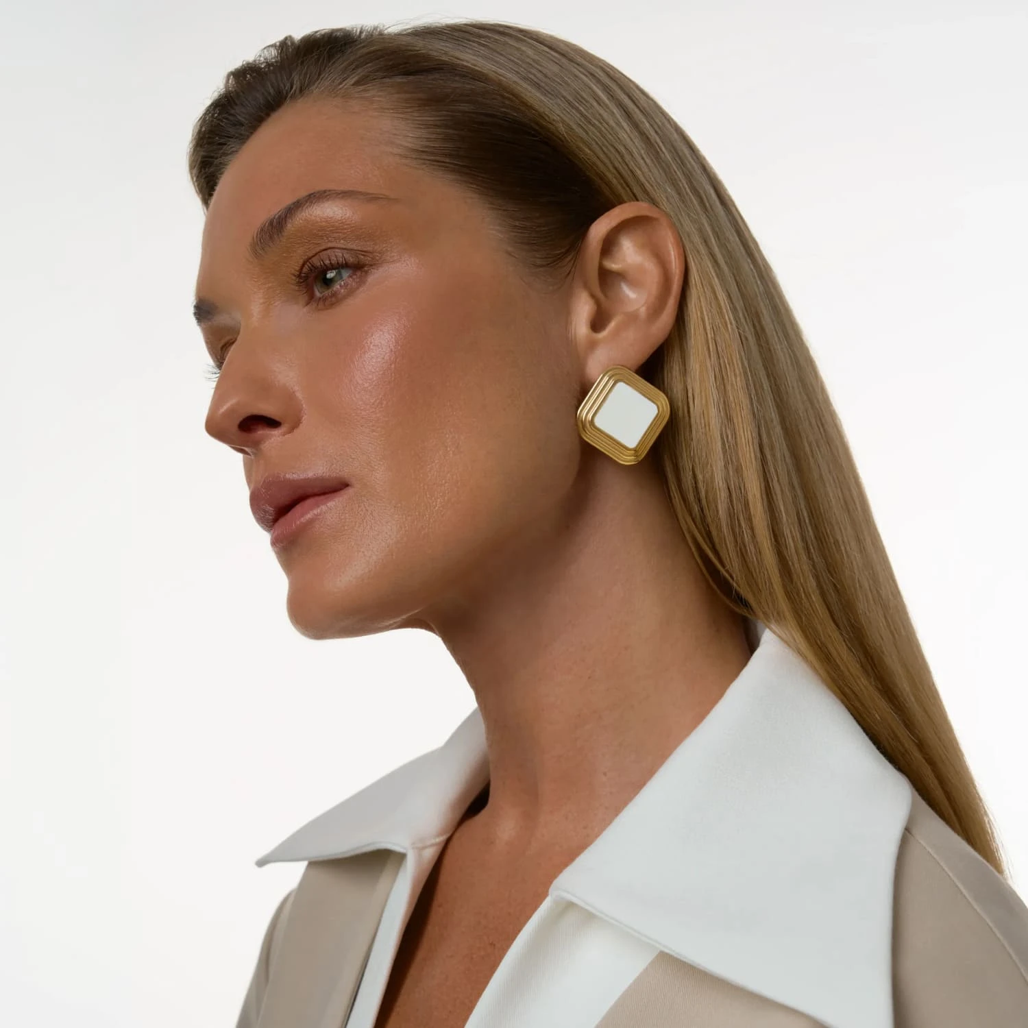 Серьги ВИНТАЖ с белой эмалью