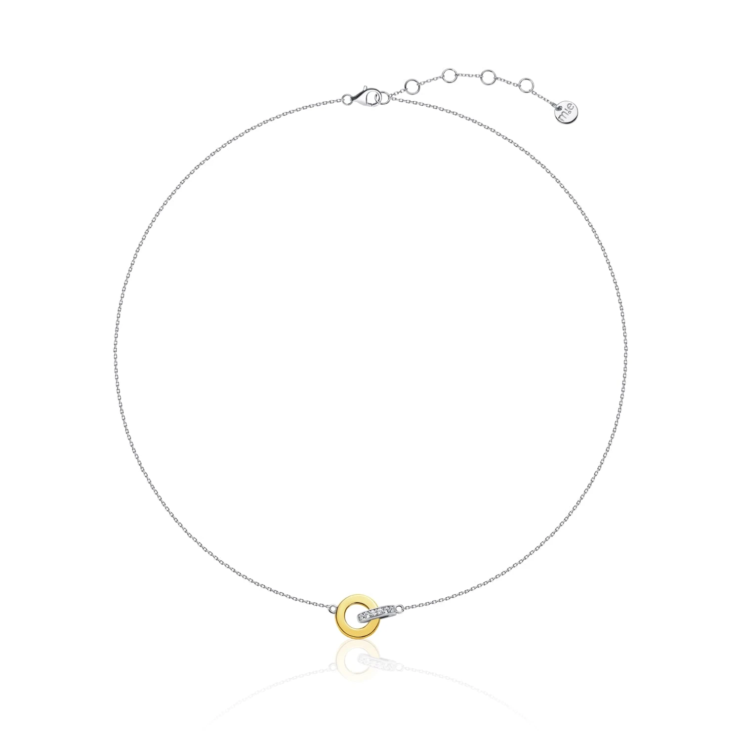 Серебряное колье биколор с фианитами