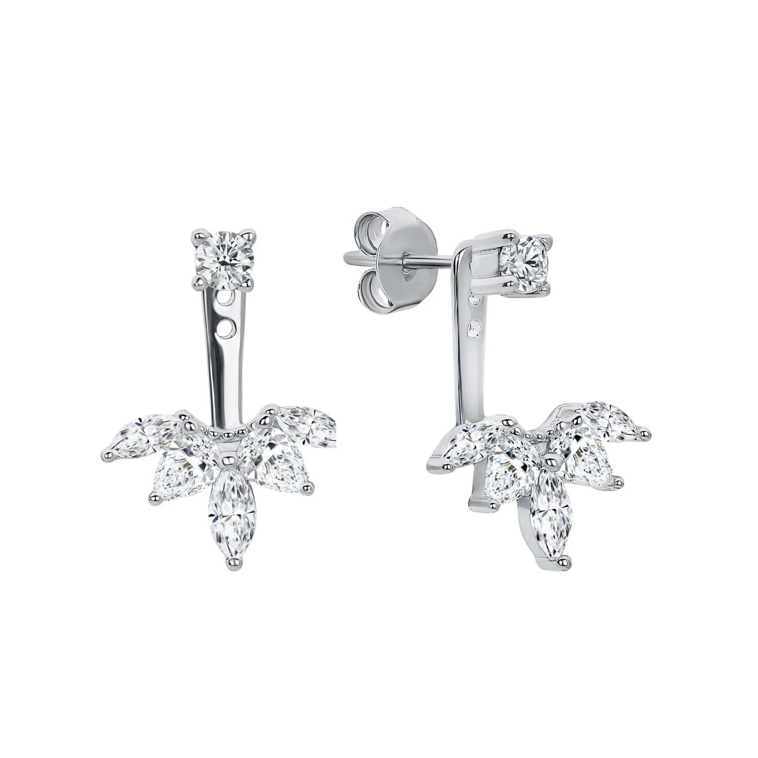 Серебряные серьги-трансформеры с фианитами MIESTILO