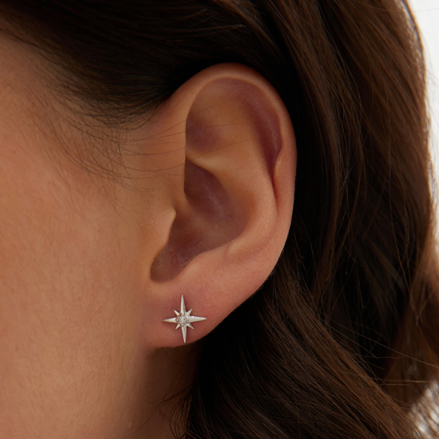 Серебряные серьги со звездами и фианитами Isida