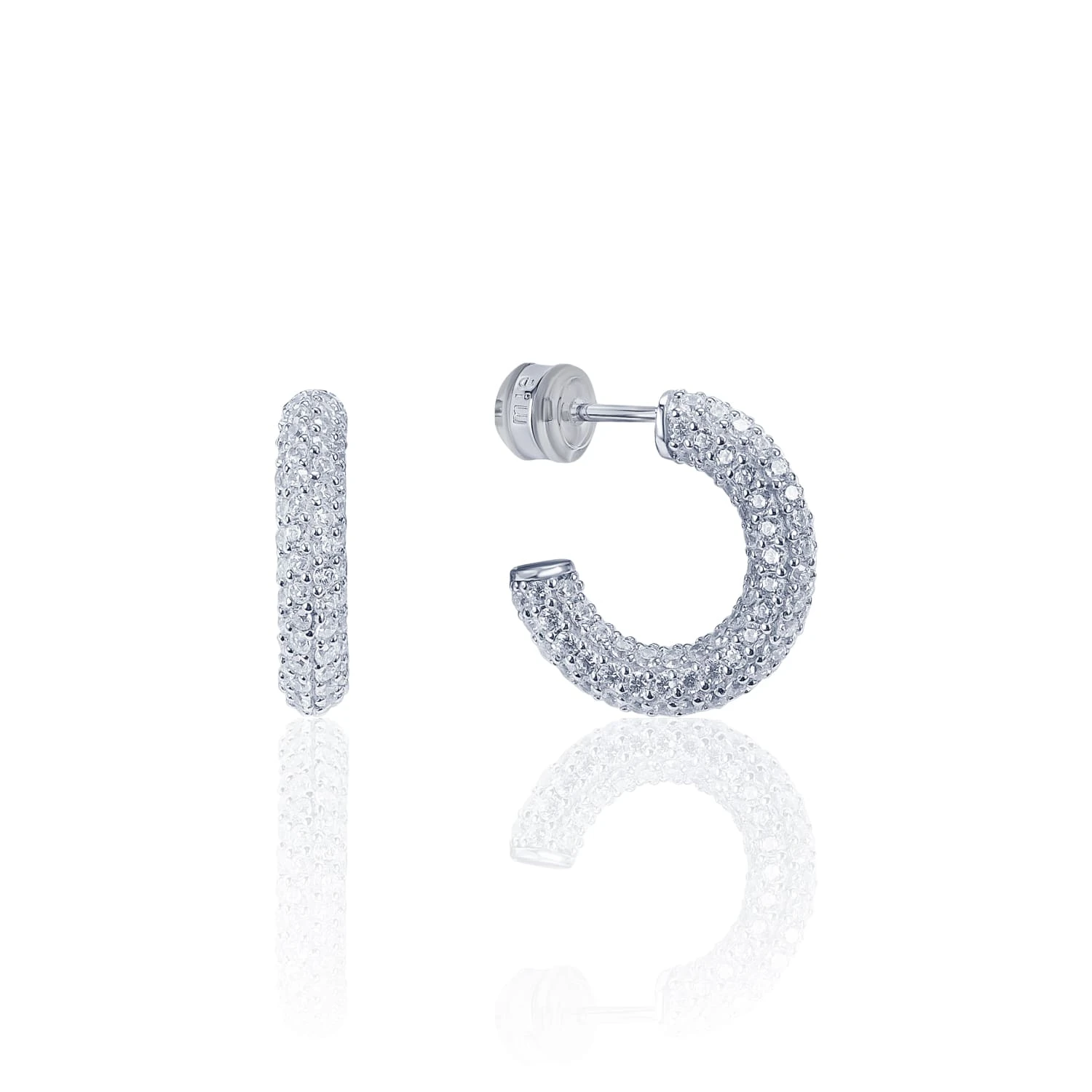 Серебряные серьги - кольца 20 мм "Hailey" с фианитами