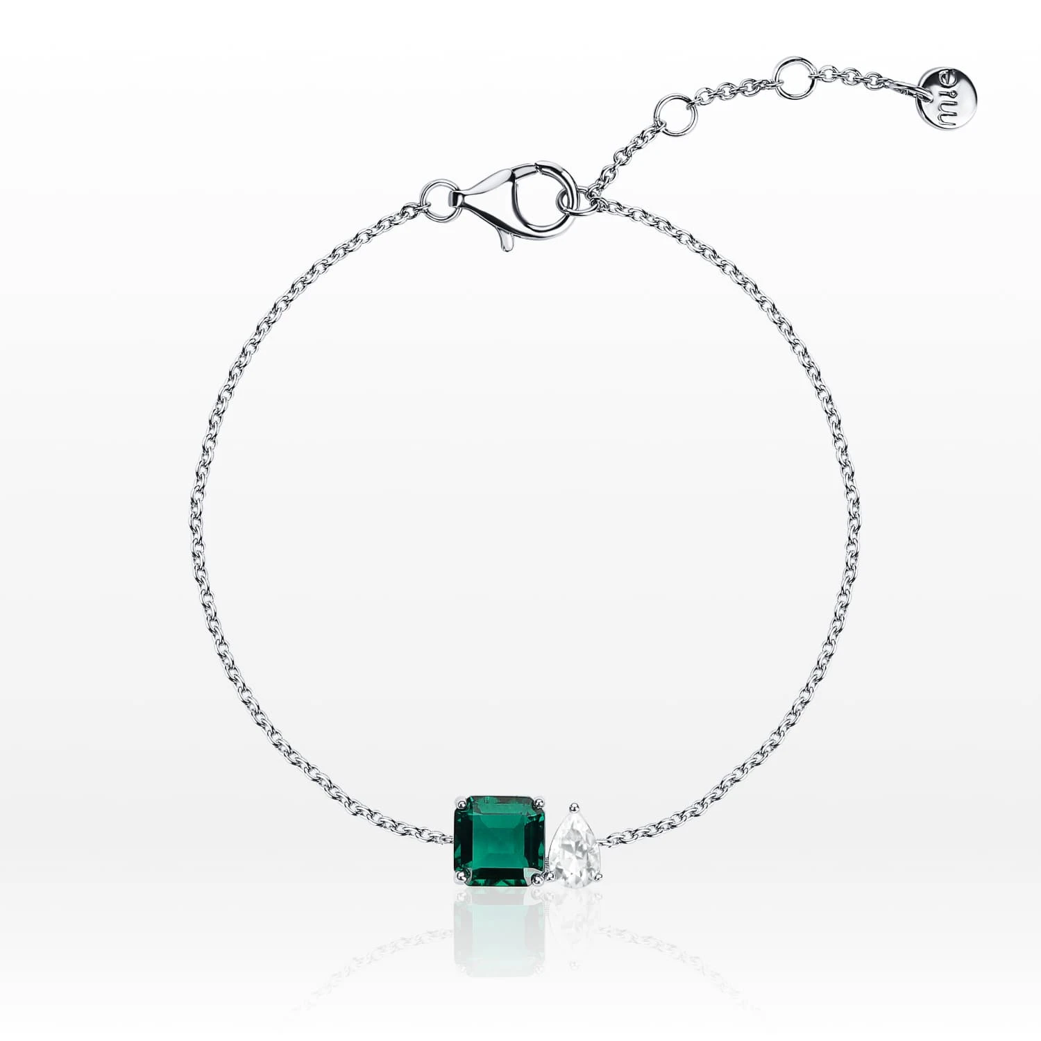 Браслет из серебра ESSENCE с выращенным изумрудом