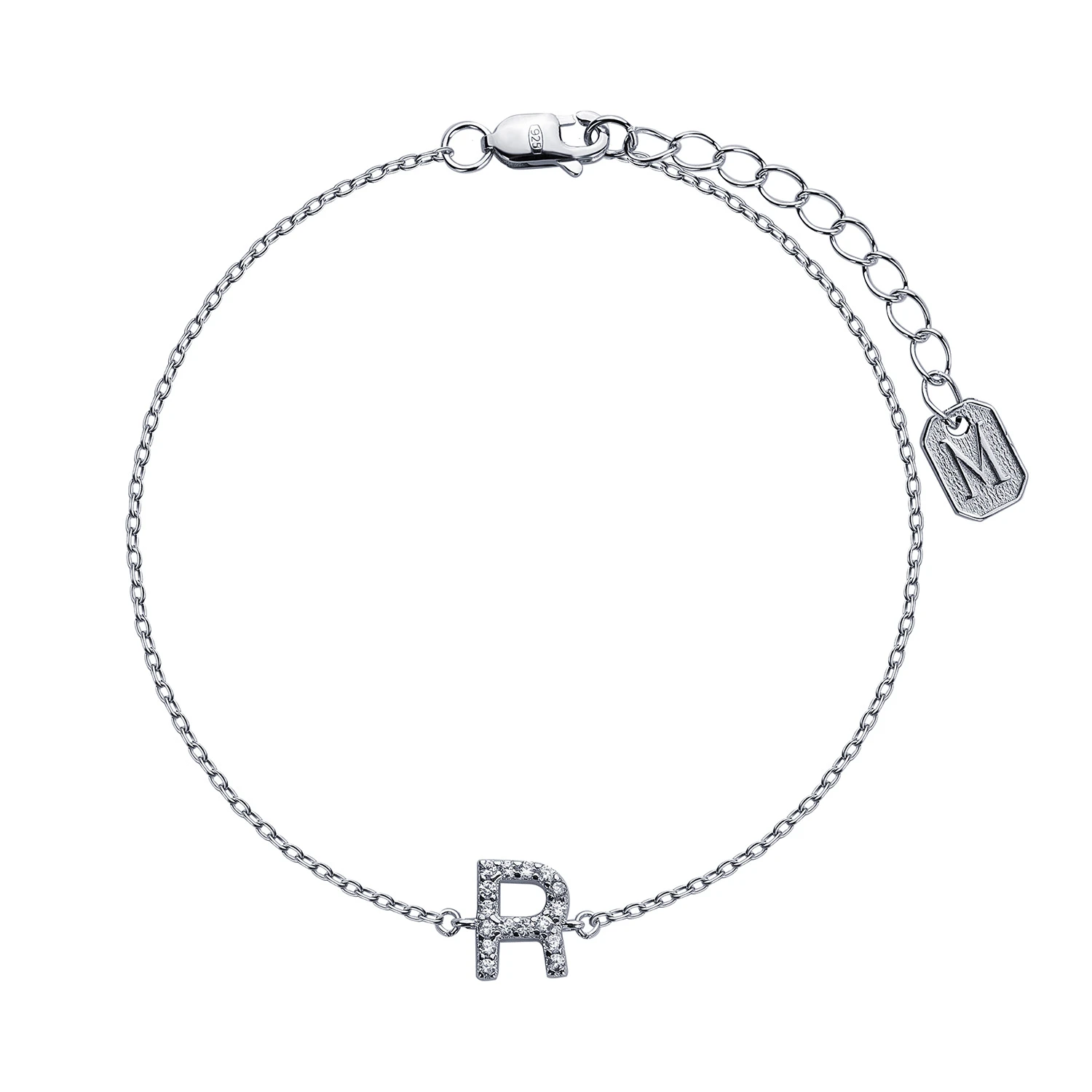 Серебряный браслет с буквой R MIESTILO