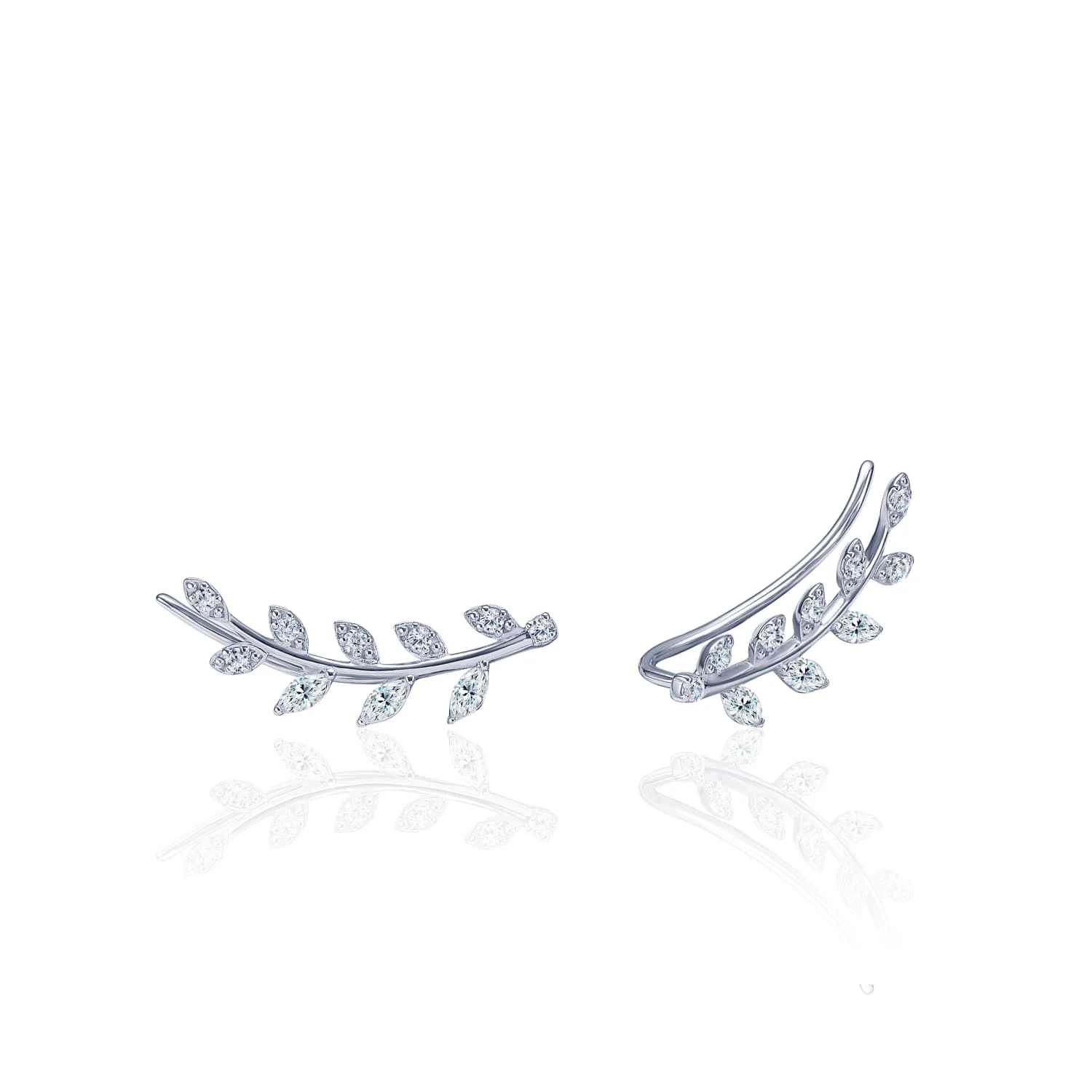 Серебряные серьги клаймберы веточки с фианитами MIESTILO 