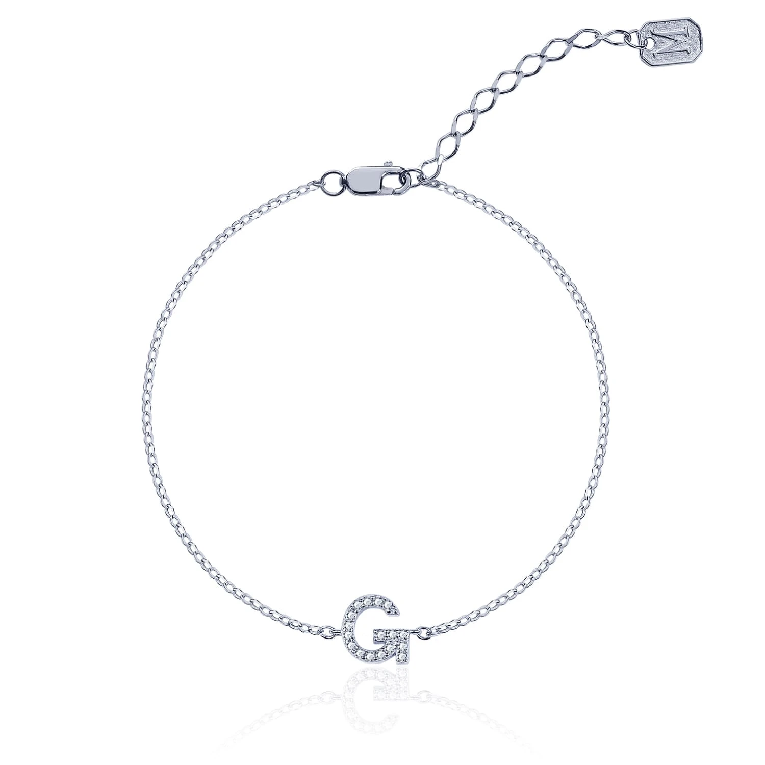 Серебряный браслет с буквой G MIESTILO