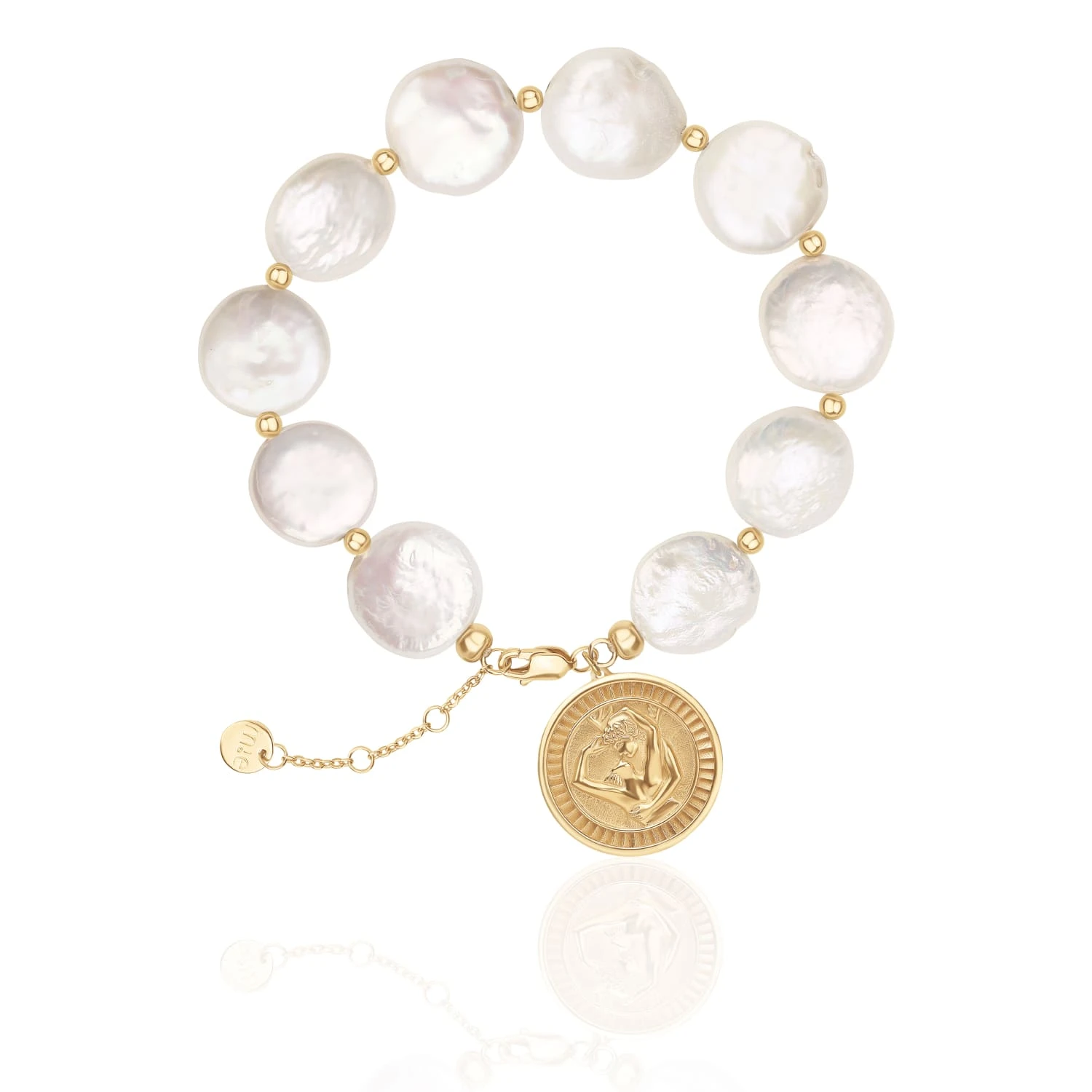 Серебряный браслет из барочного жемчуга АМУР в покрытии желтое золото