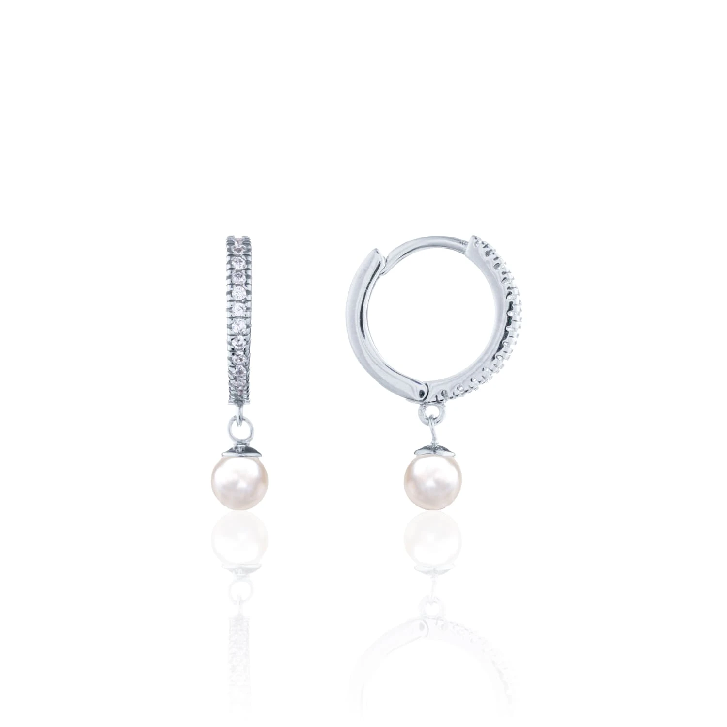 Серьги из серебра с натуральным жемчугом и фианитами