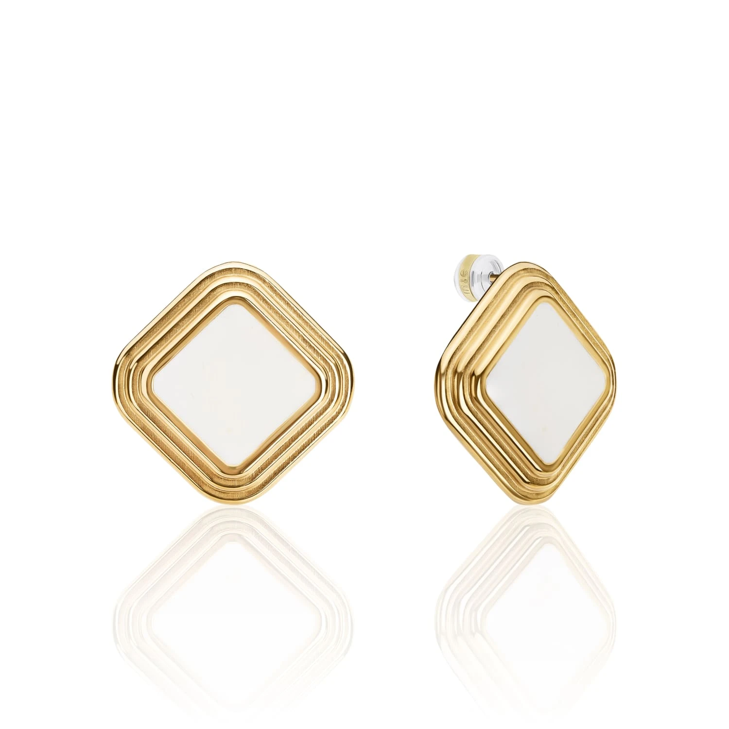 Серьги ВИНТАЖ с белой эмалью