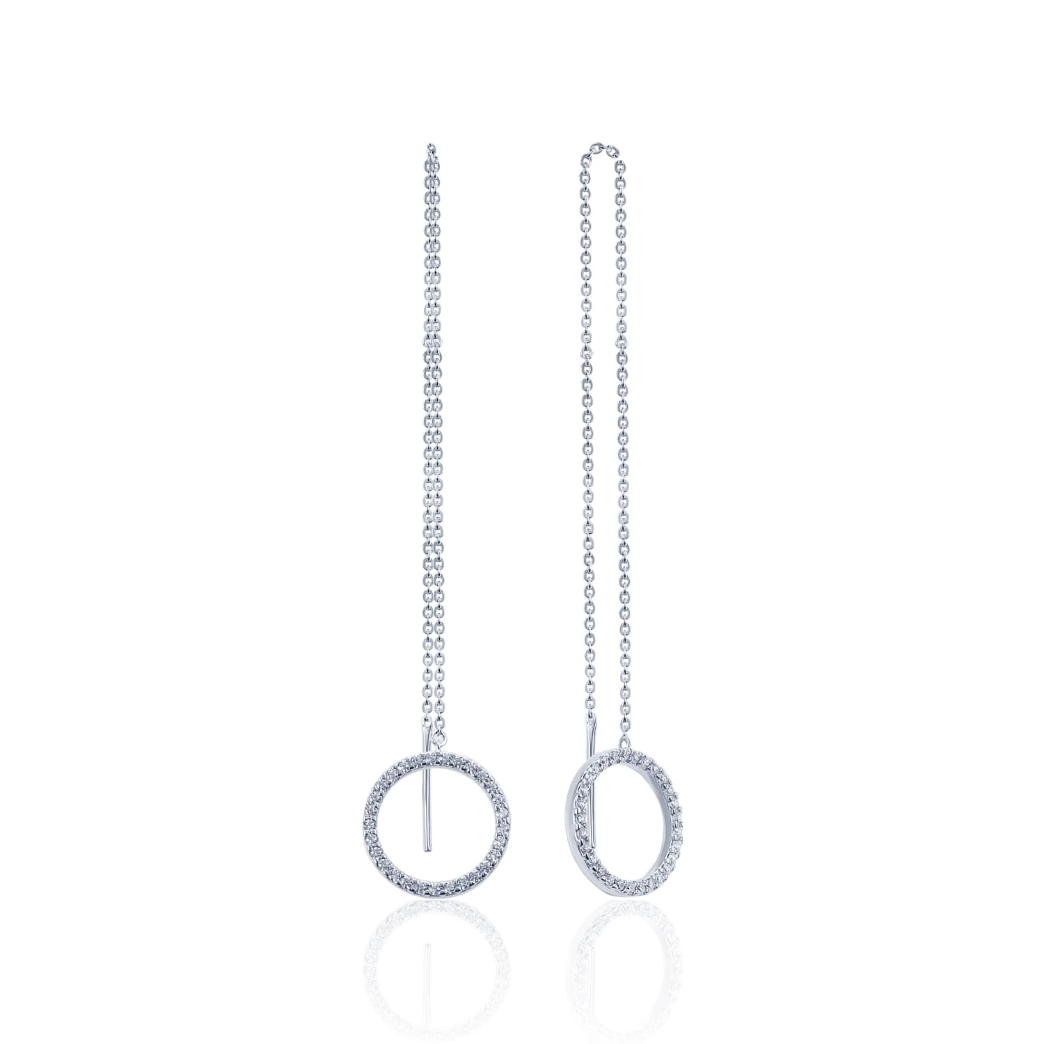 Серебряные серьги-протяжки с фианитами MIESTILO 