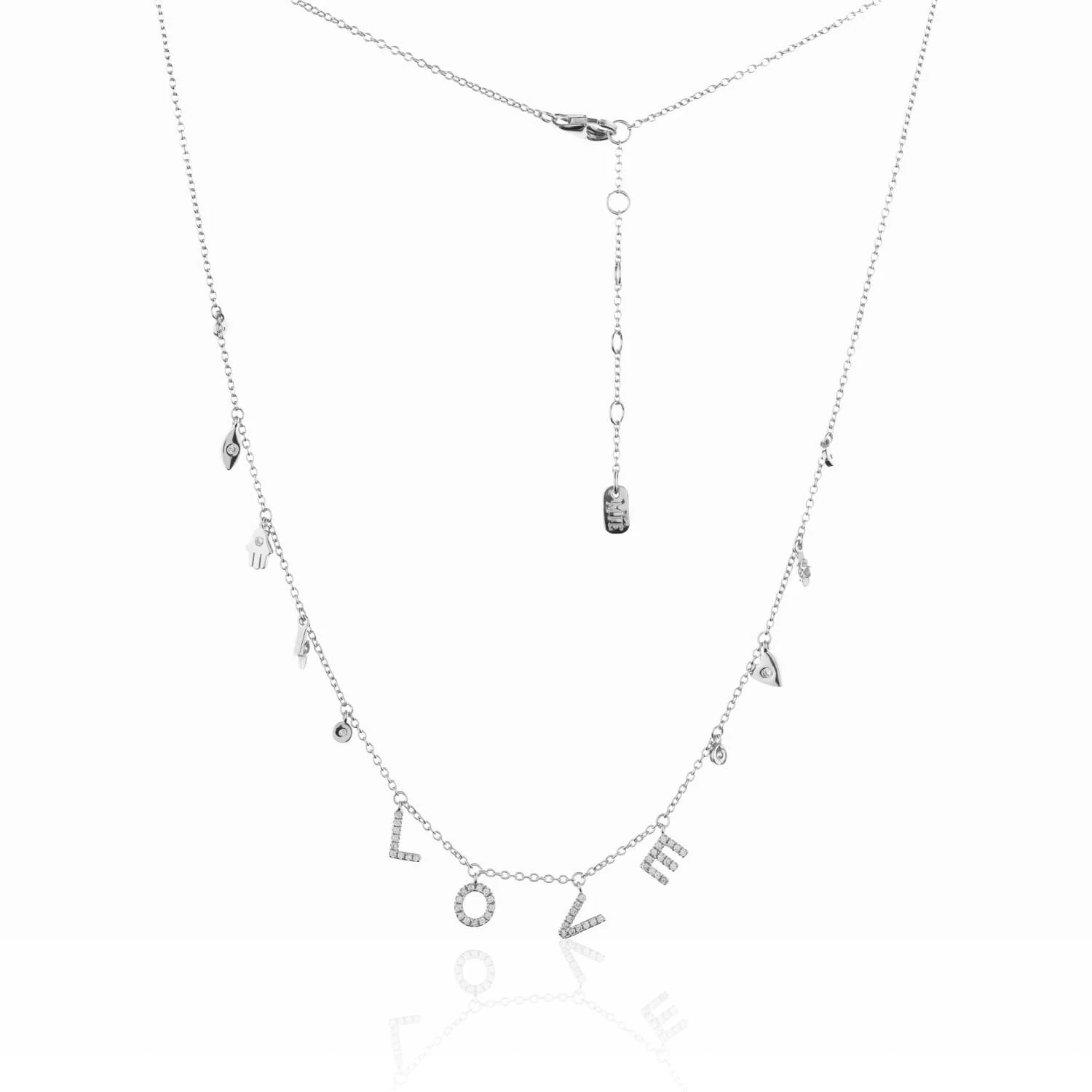 Колье "Love" с подвесками из серебра