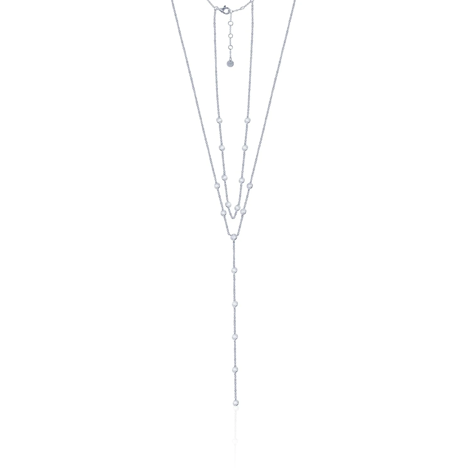 Длинное колье-галстук из серебра с фианитами MIESTILO 