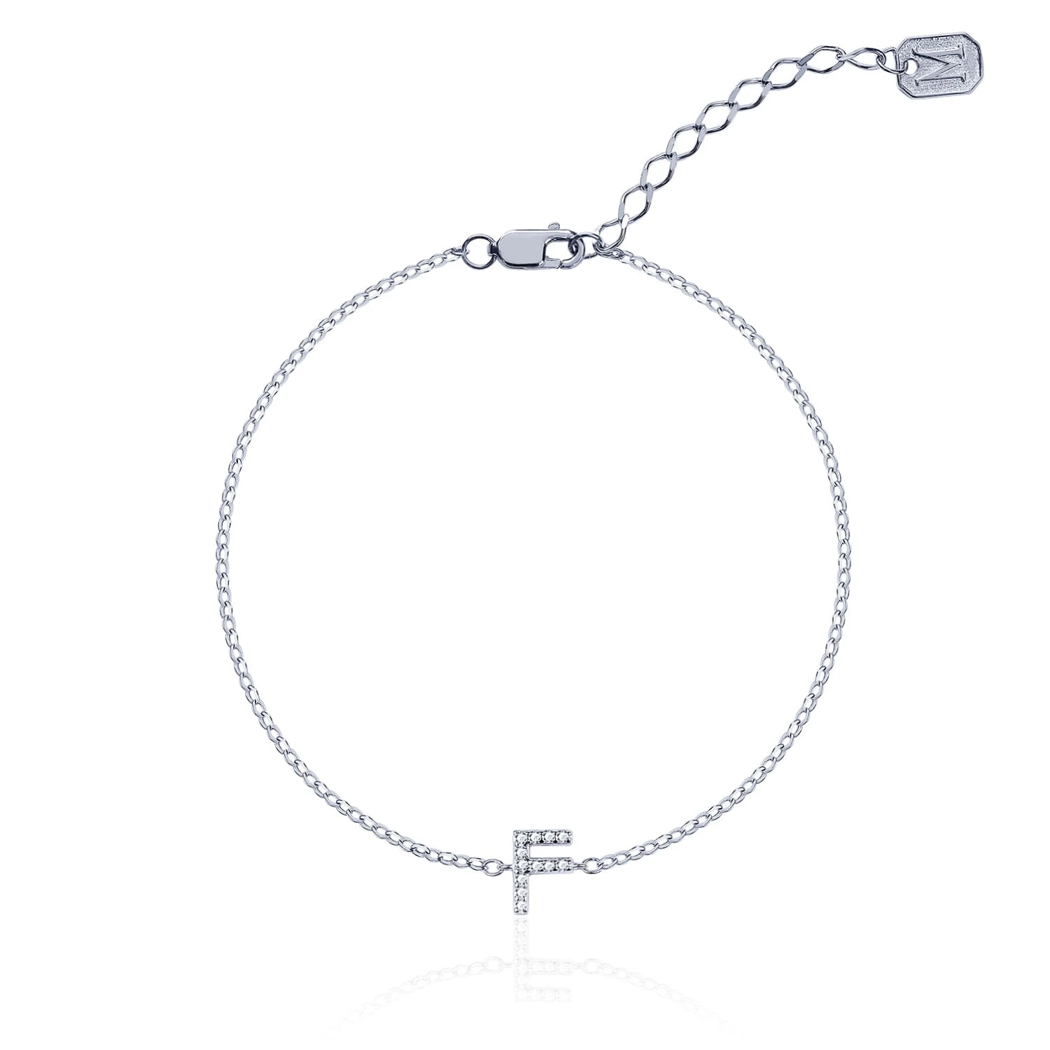 Серебряный браслет с буквой F MIESTILO
