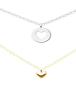 Серебряное парное колье с сердцами для мамы и ребенка