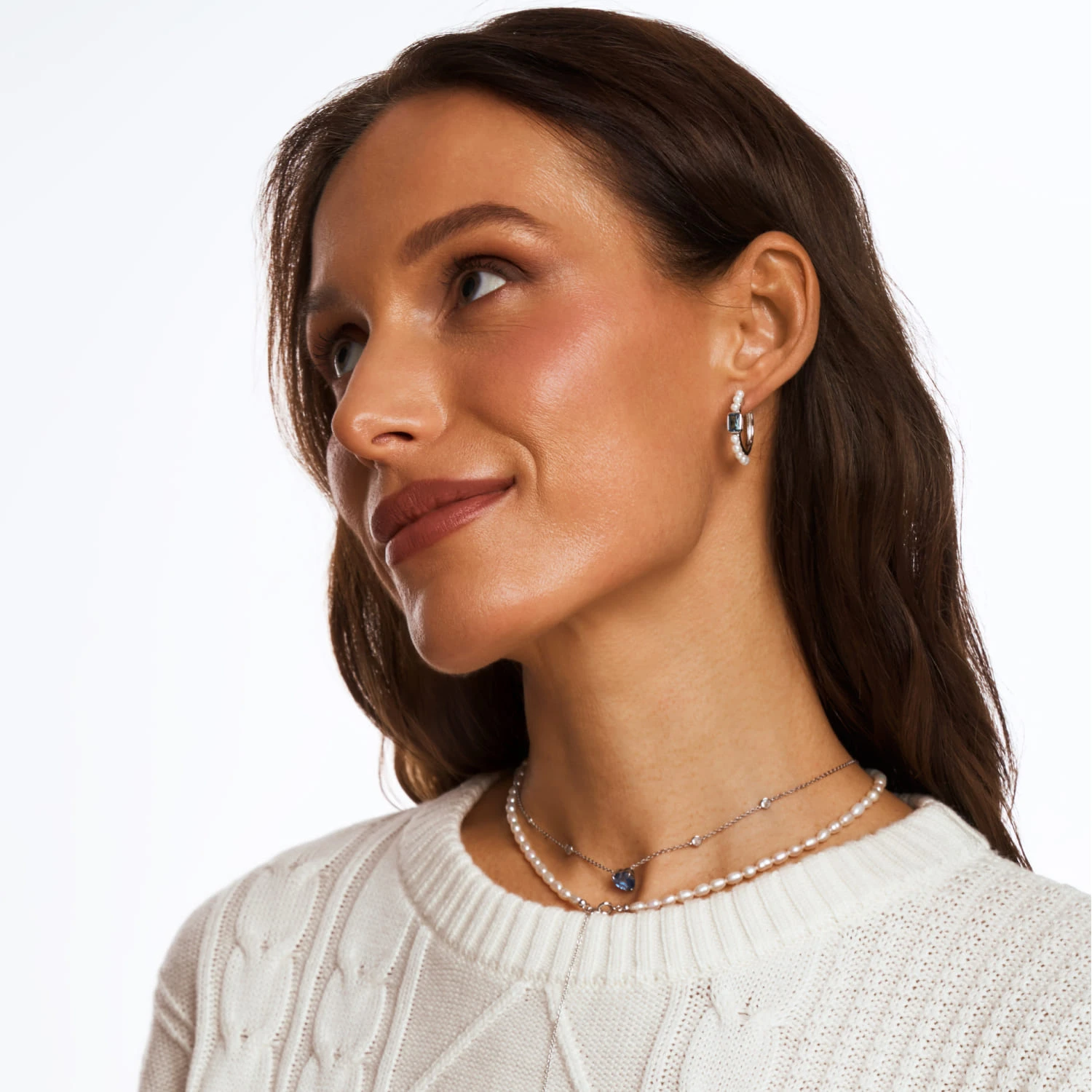 Серебряные серьги-кольца GALATEA с жемчугом