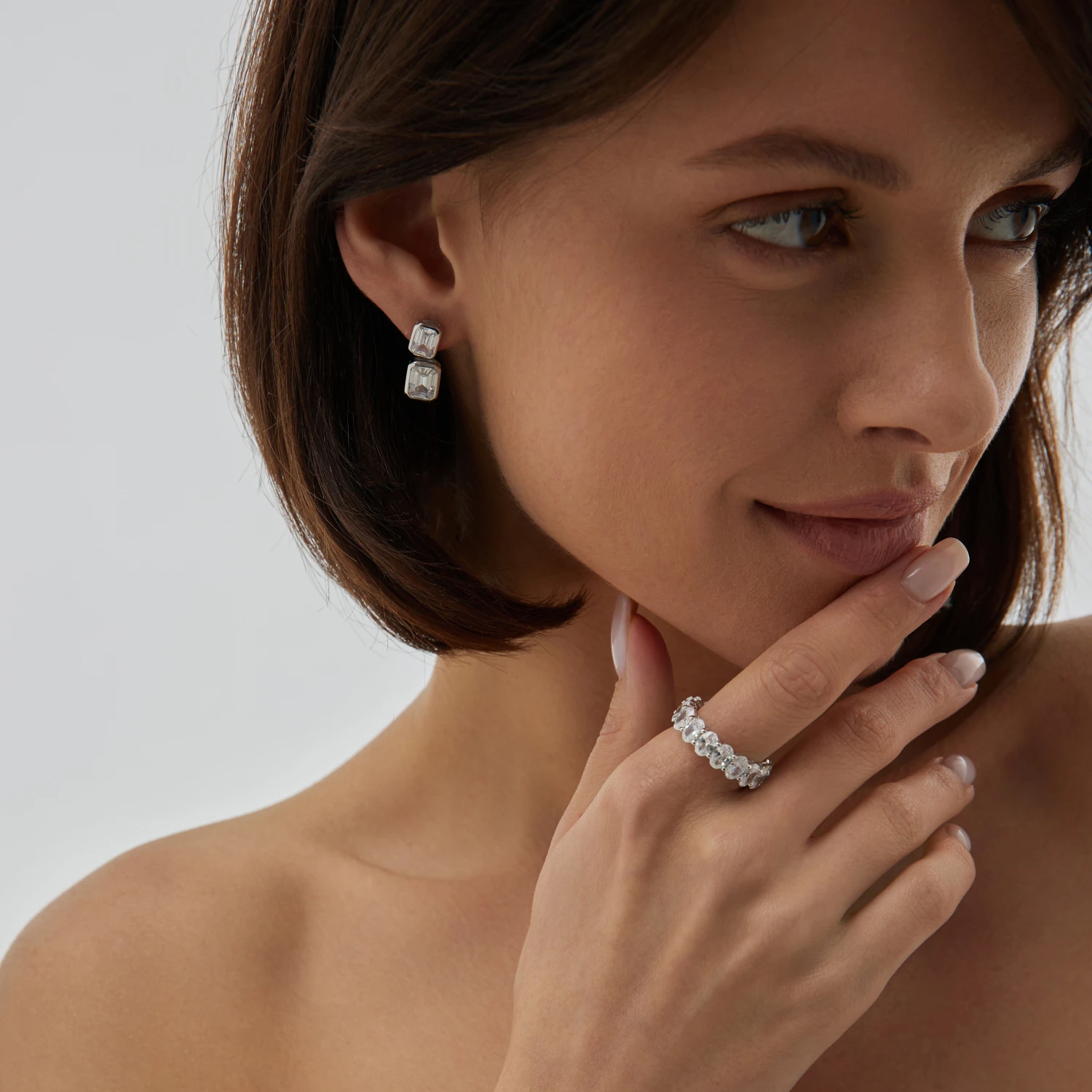 Серебряные серьги-трансформеры Midnight с фианитами