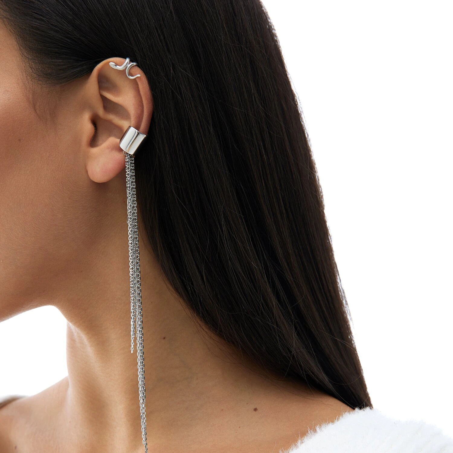 Серебряный кафф в форме змеи