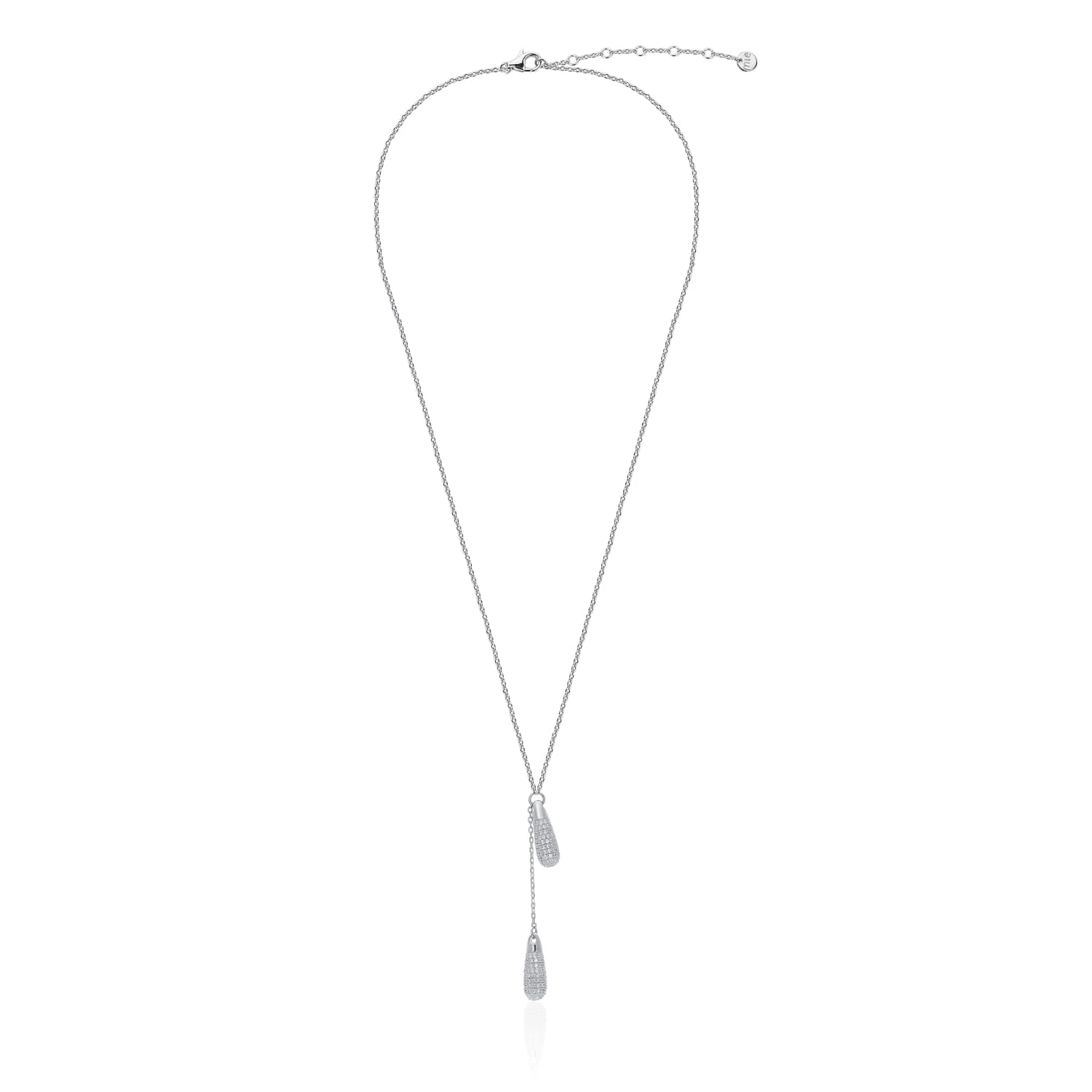 Серебряное колье-галстук с подвесками с фианитами