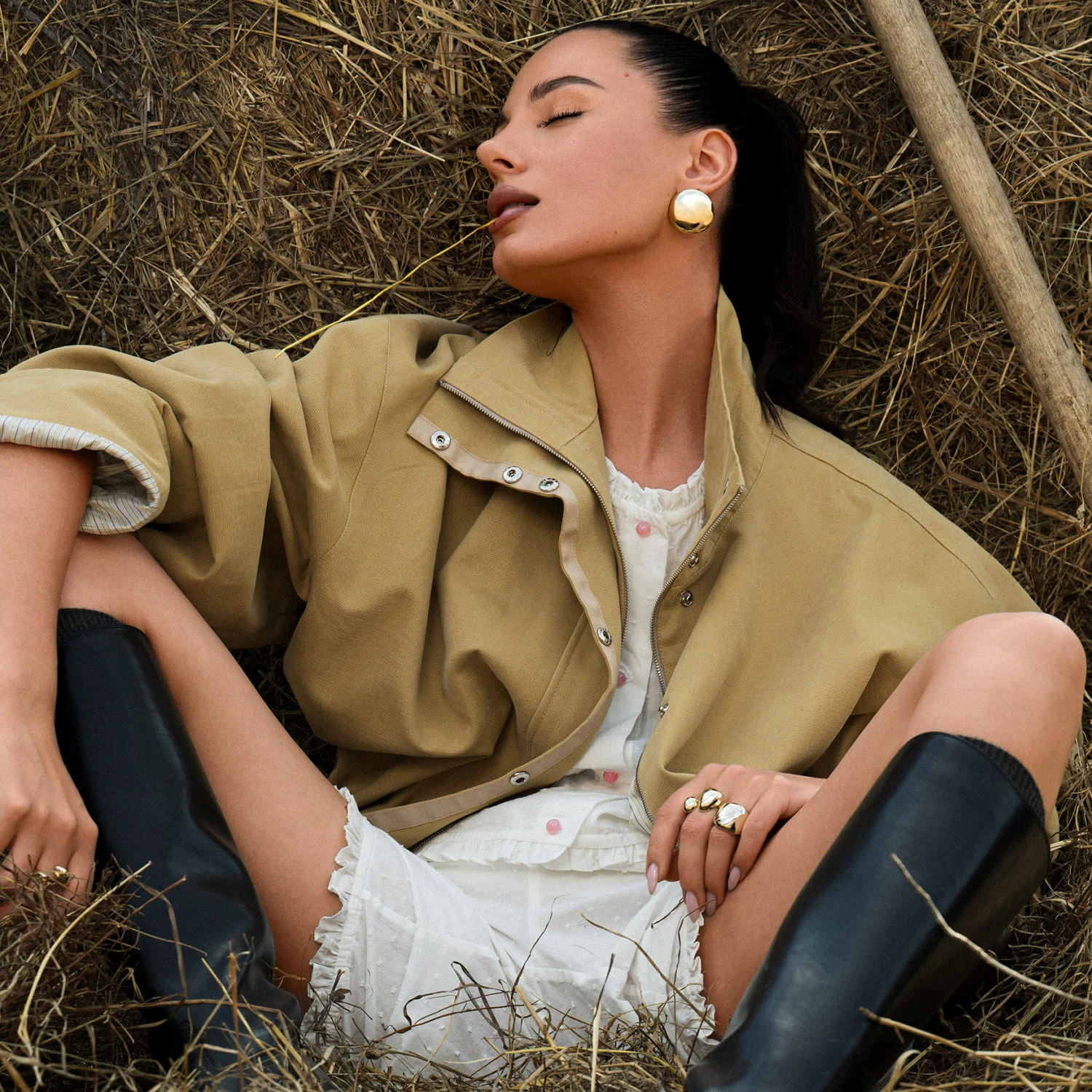 Крупные серьги PENELOPE из серебра в покрытии желтое золото