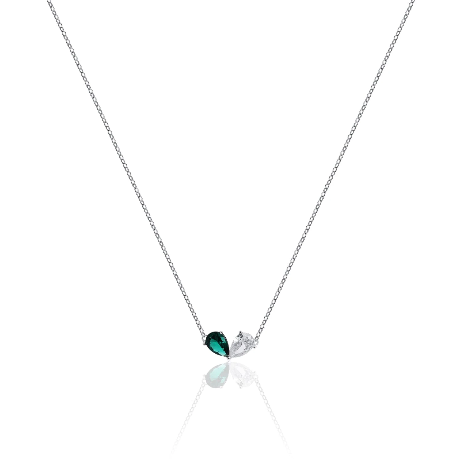 Серебряное колье с фианитами в огранке груша MIESTILO