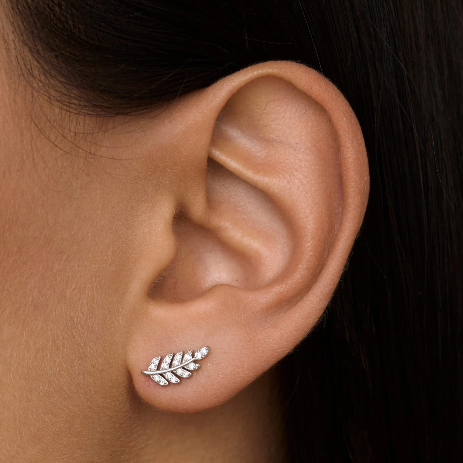 Серебряные пусеты веточки с фианитами MIESTILO 