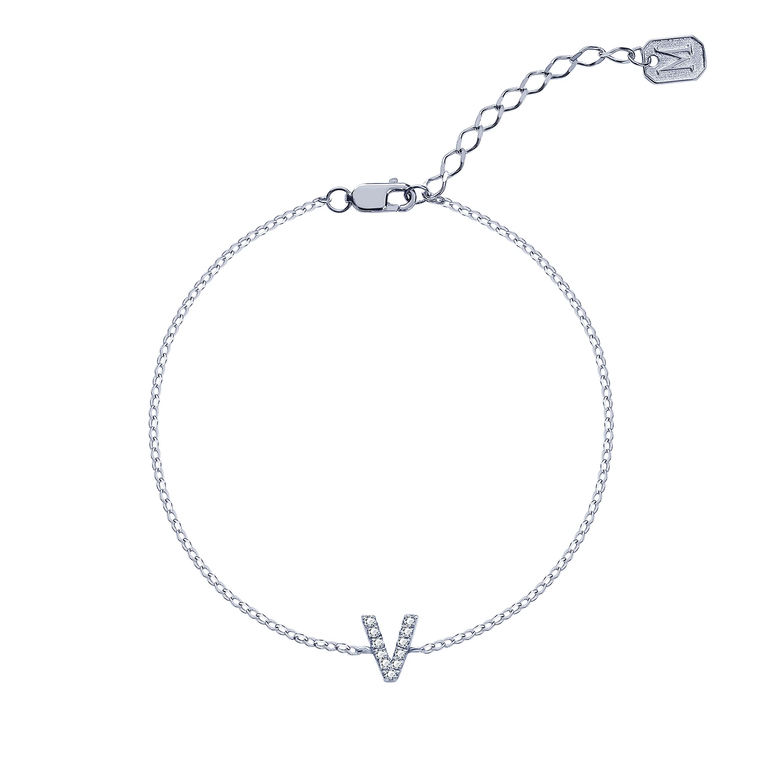 Серебряный браслет с буквой V MIESTILO