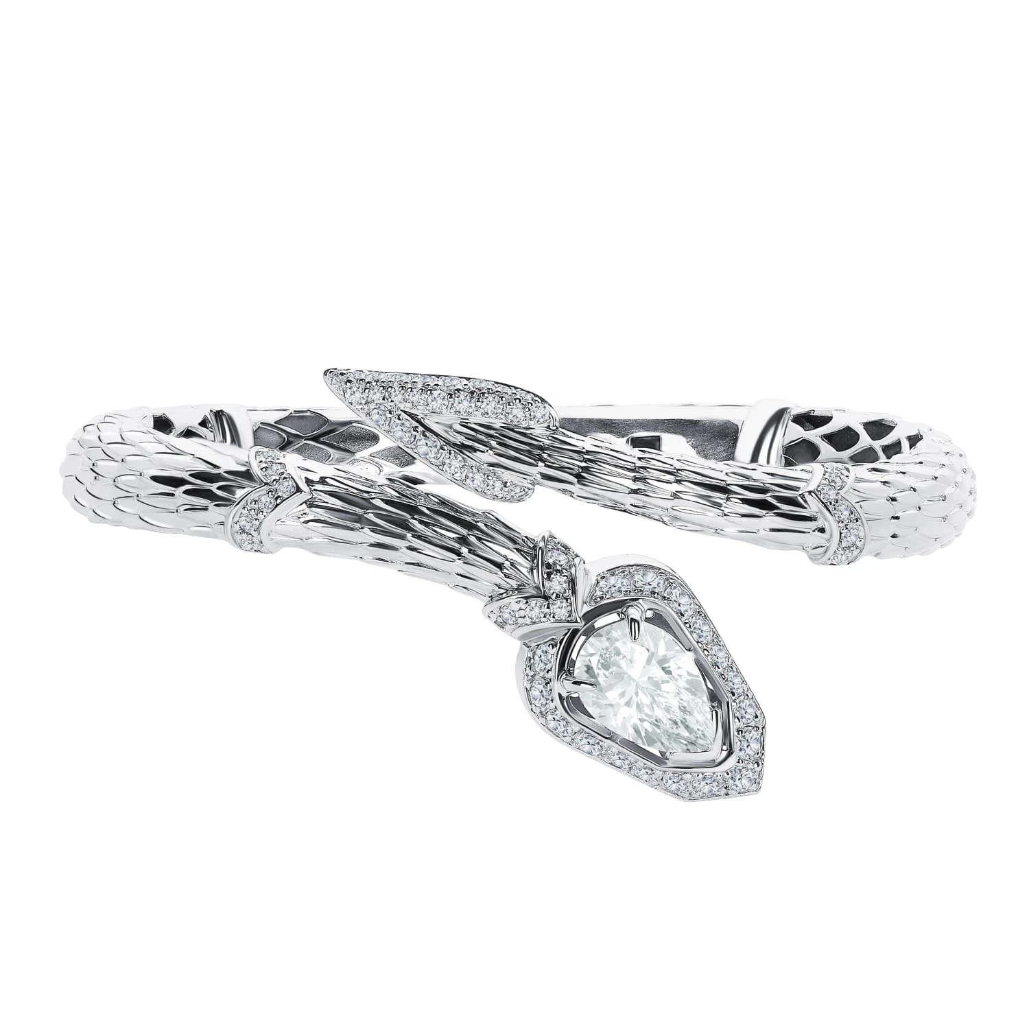 Серебряный жесткий браслет EPIONA с горным хрусталем