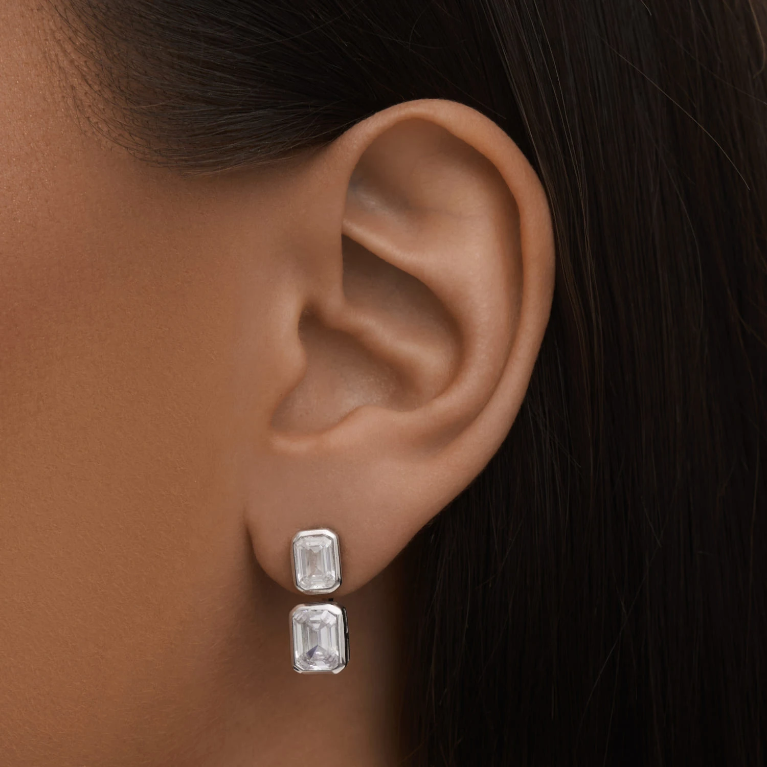 Серебряные серьги-трансформеры ПОЛНОЧЬ с фианитами