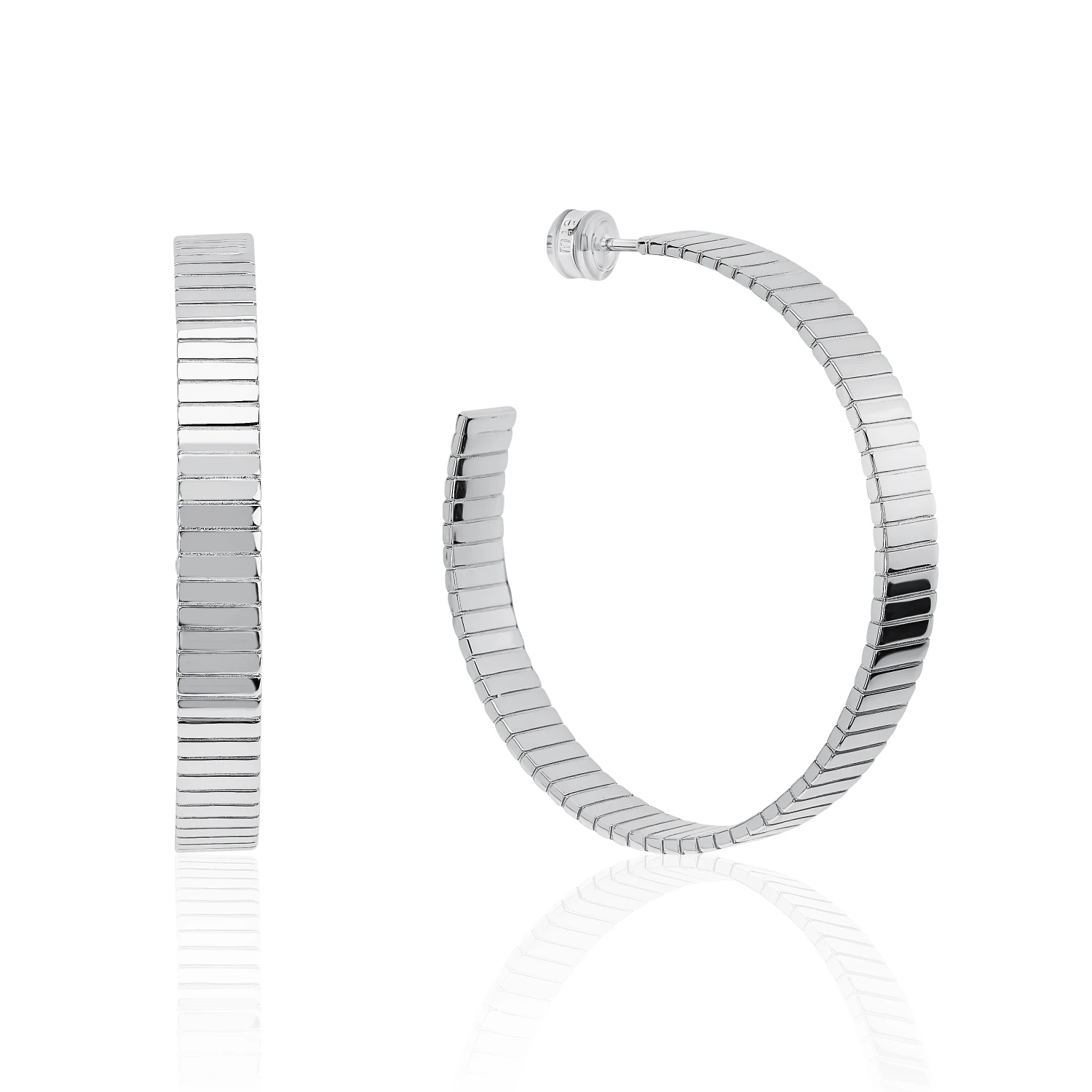 Крупные серьги-кольца из серебра с рельефной поверхностью MIESTILO